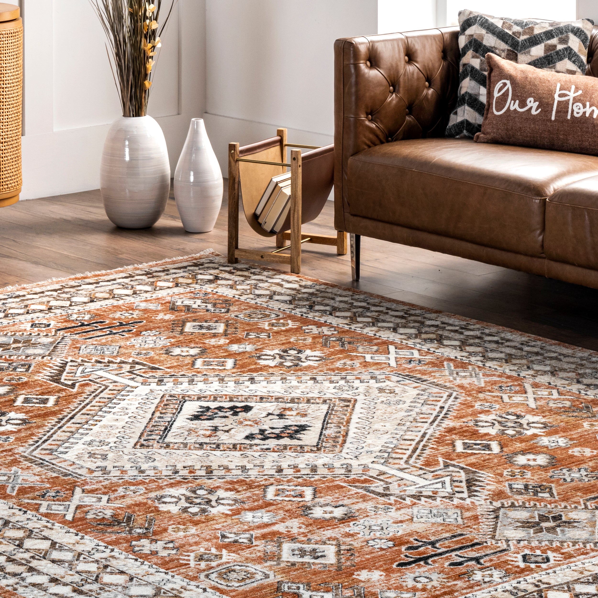 Vanesa Transitional Medallion Fringe Area Rug - Image 9