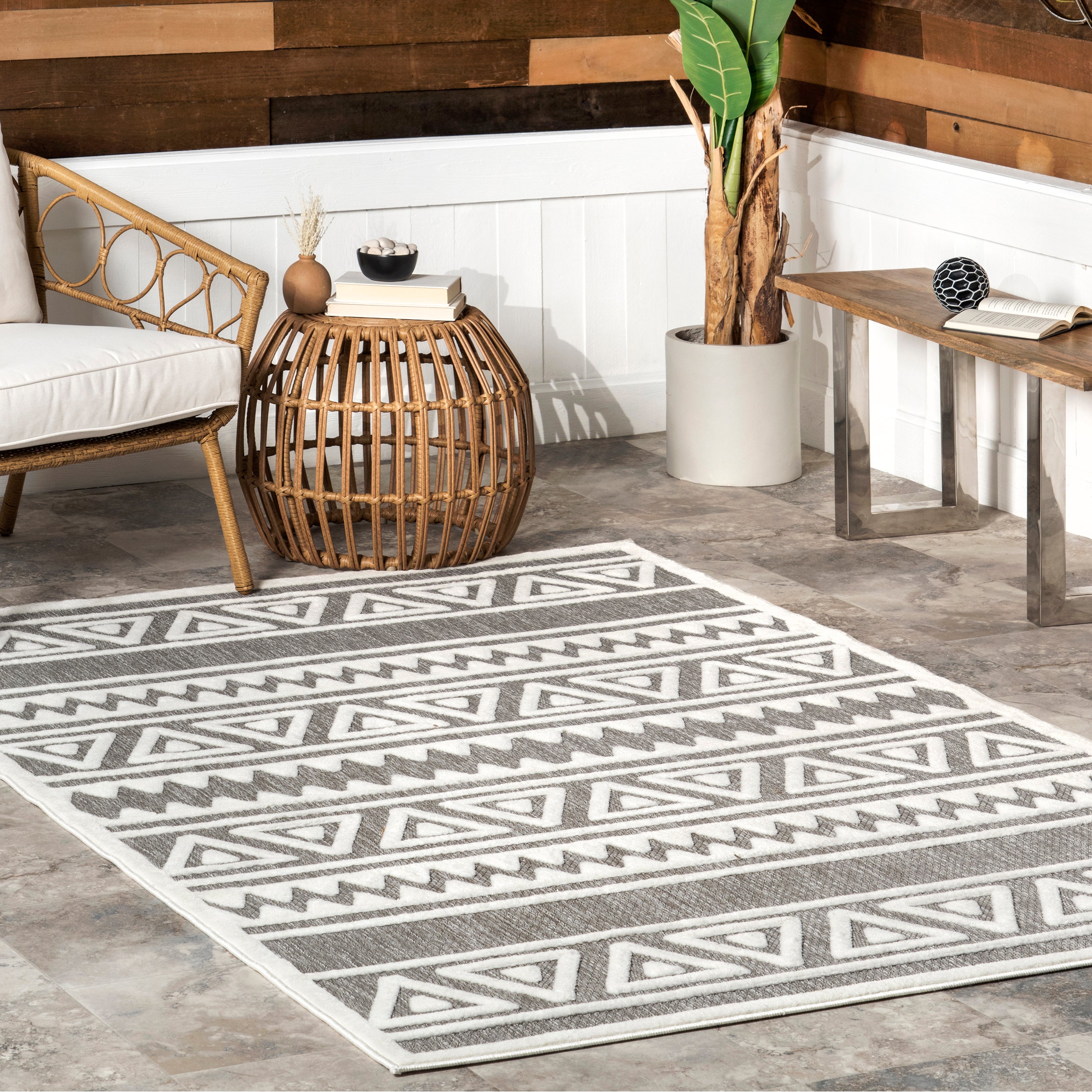 Lanelle Tribal Banded Indoor/Outdoor Area Rug - Image 2