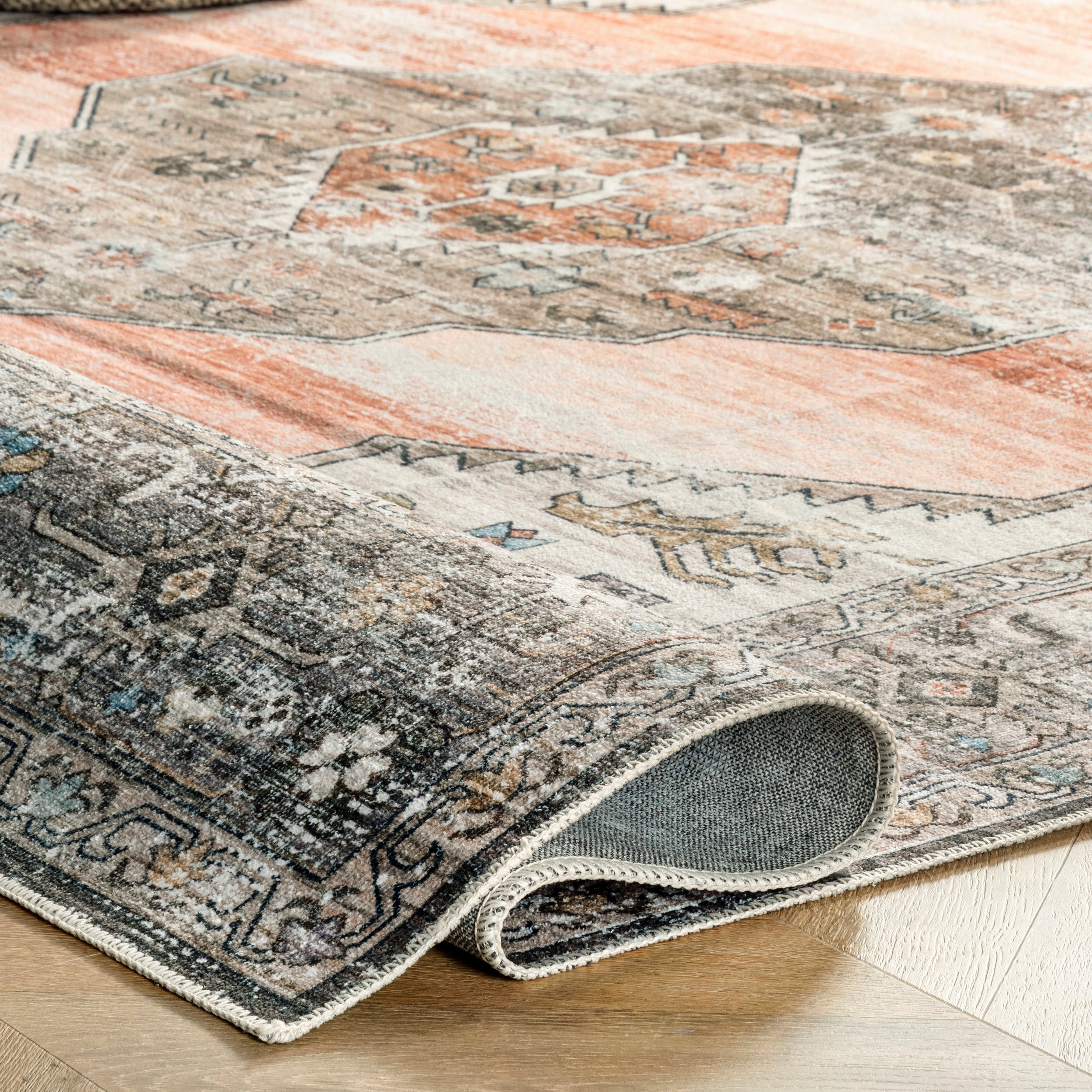 Gracie Distressed Medallion Machine Washable Area Rug - Image 4