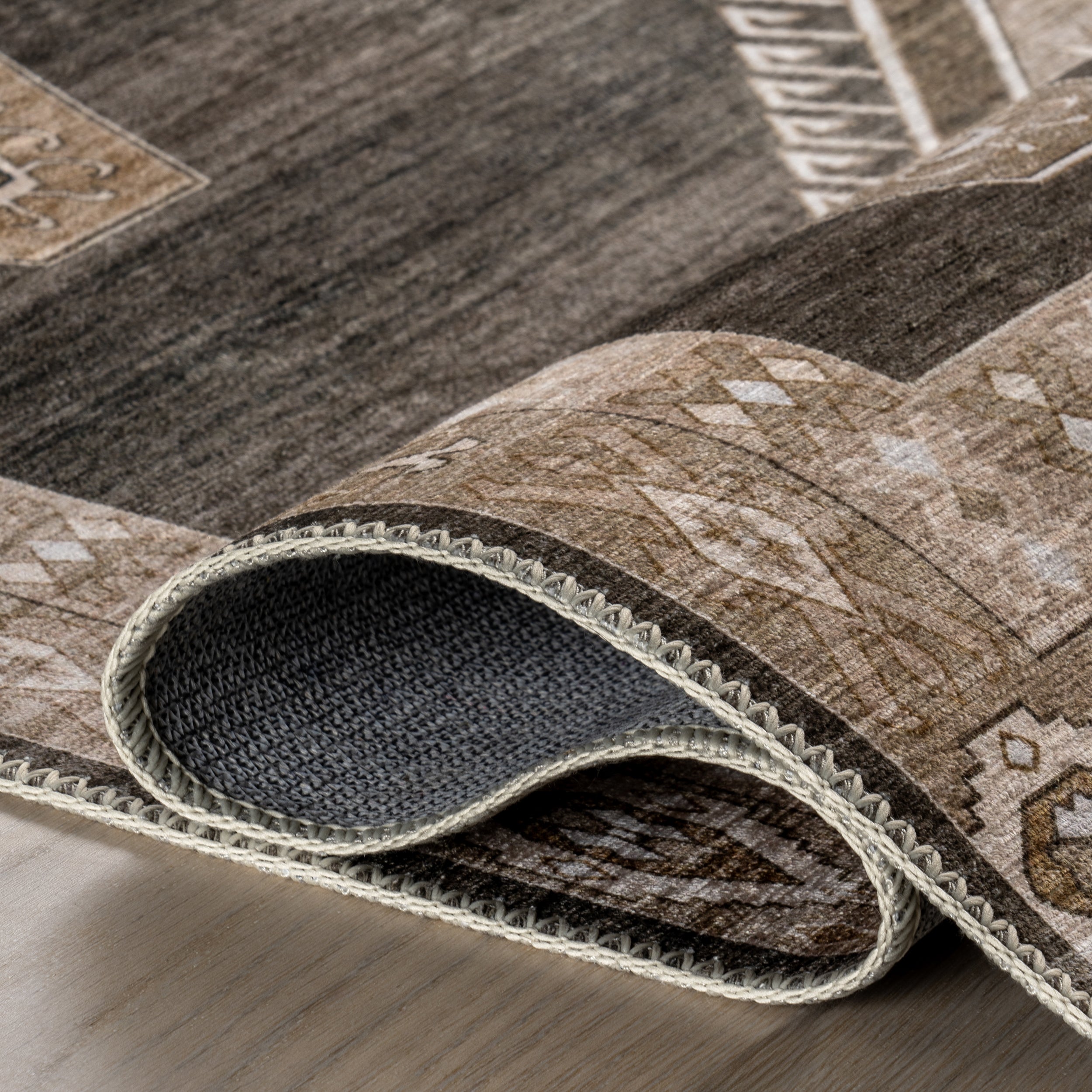 Anette SplashGuard Vintage Medallion Machine Washable Area Rug - Image 3