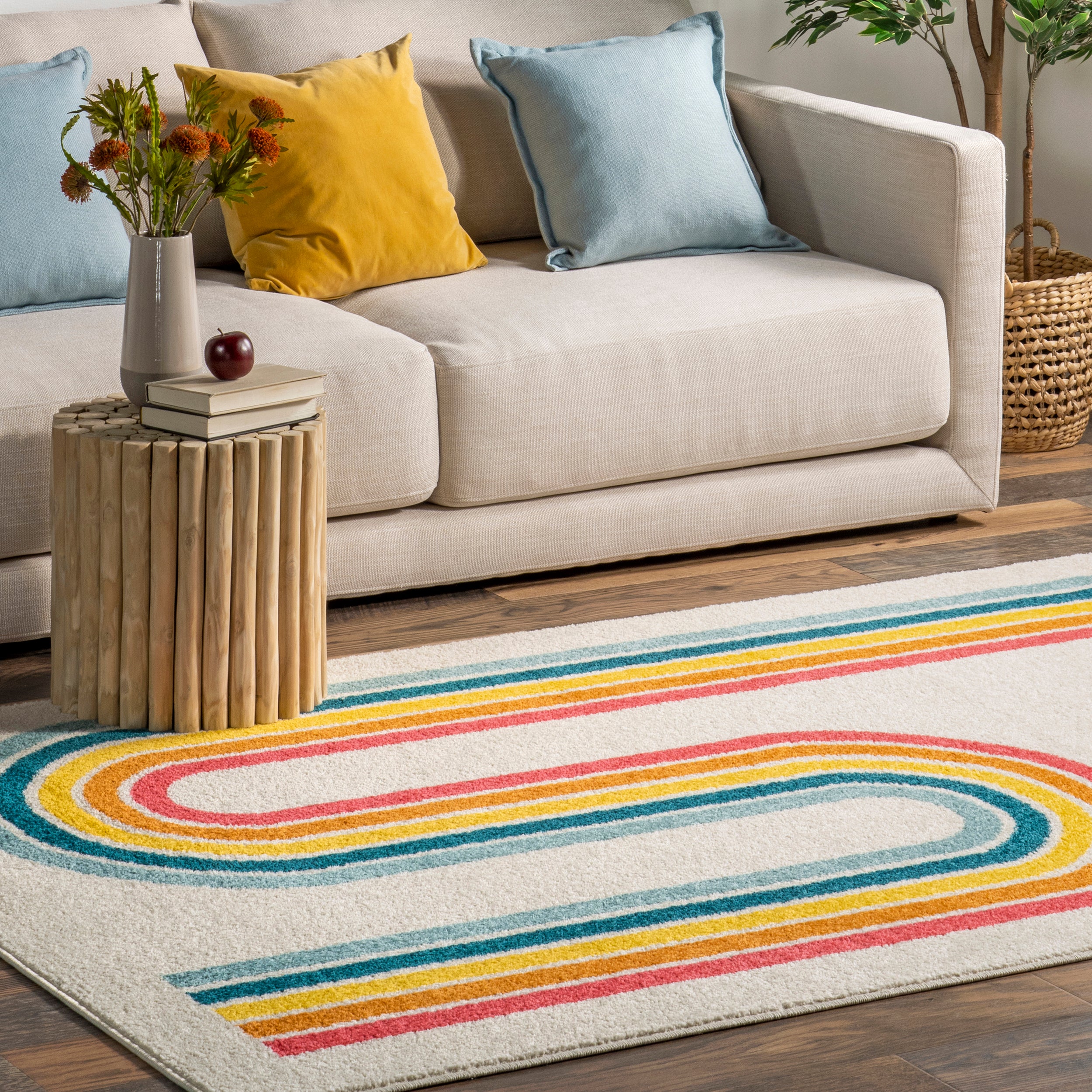 Rainbow Swirl Kids Area Rug - Image 9
