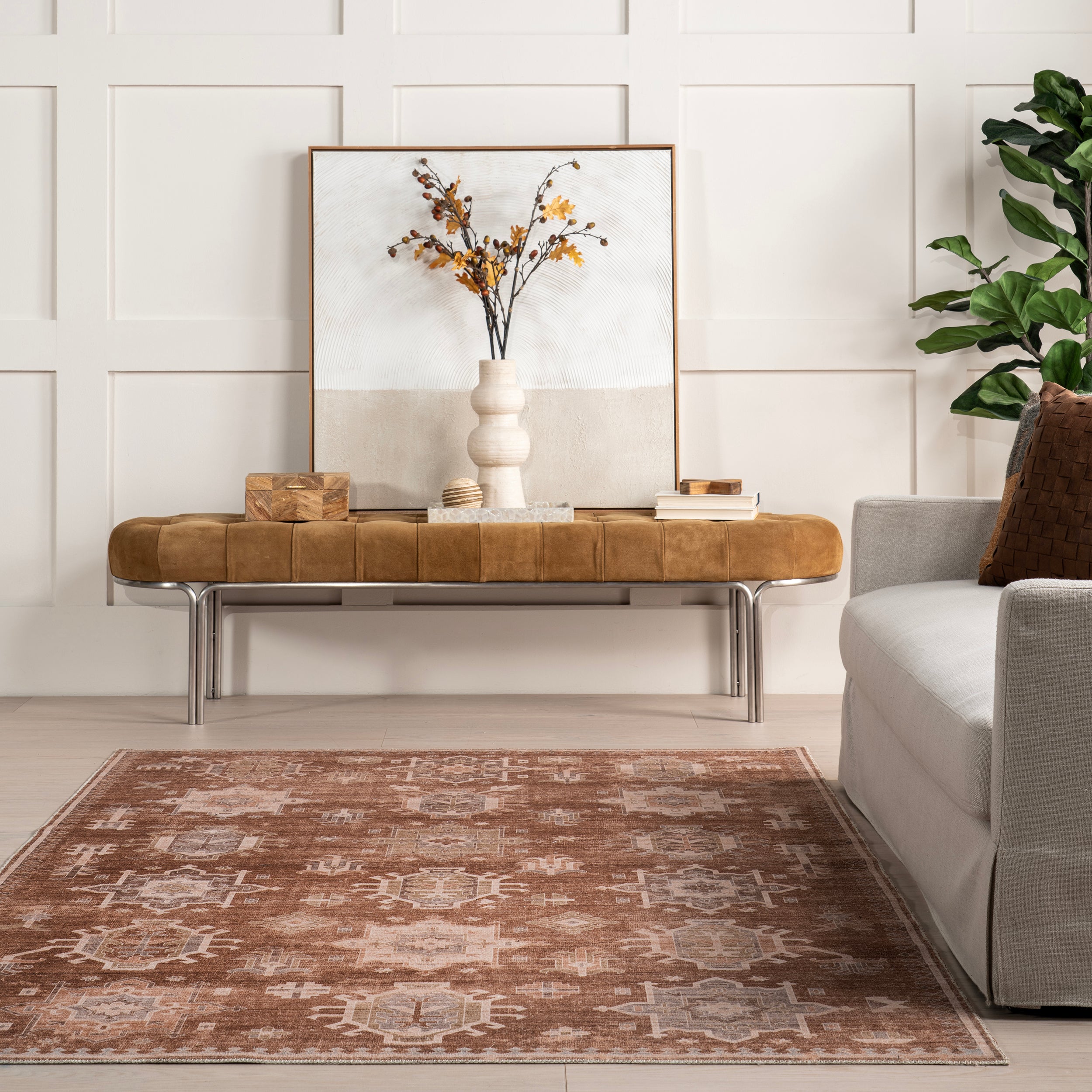 Avalon Multi Medallion Machine Washable Area Rug - Image 8