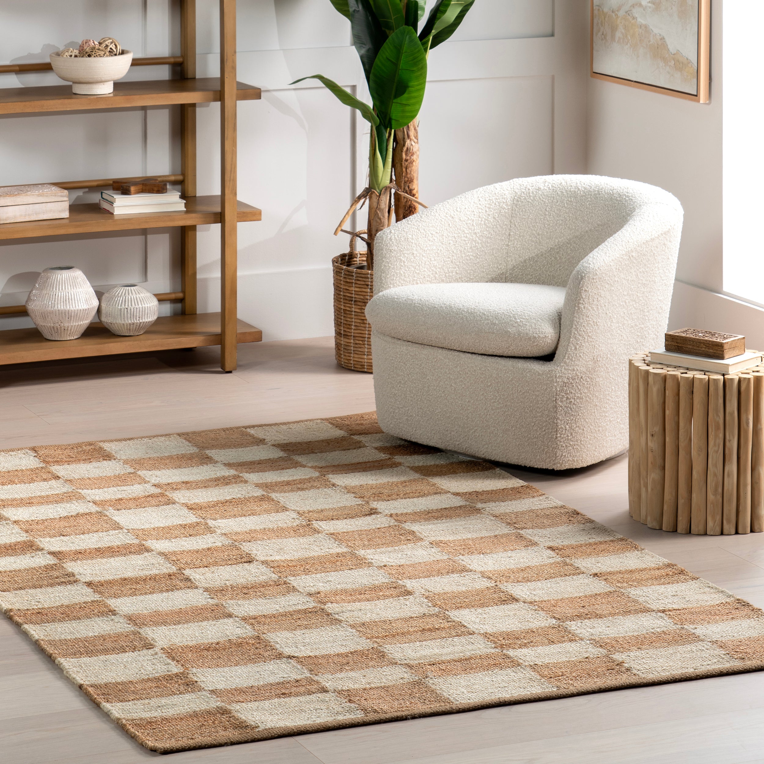 Izara Checkered Jute Area Rug - Image 2