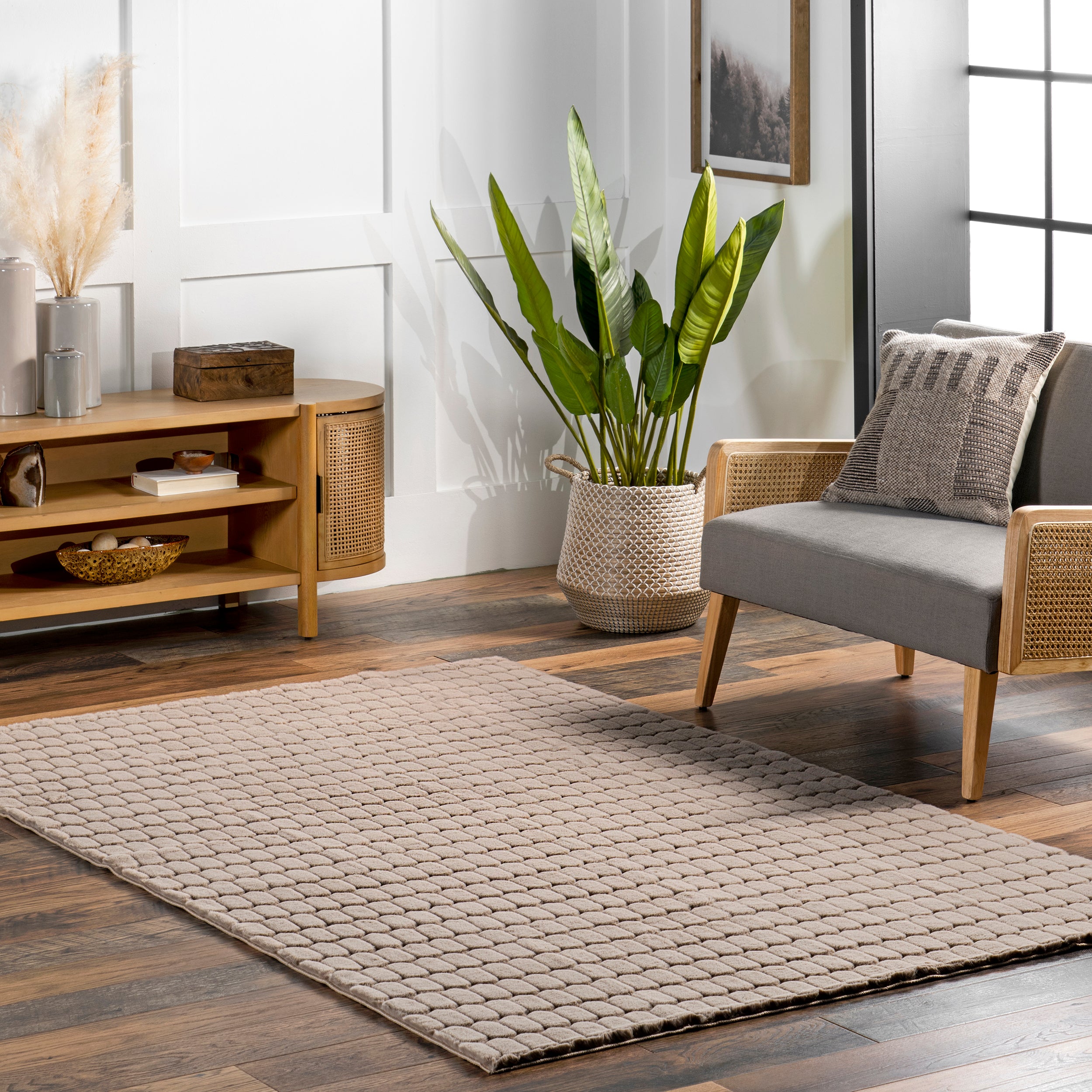 Nia Tile Faux Rabbit Machine Washable Area Rug - Image 22