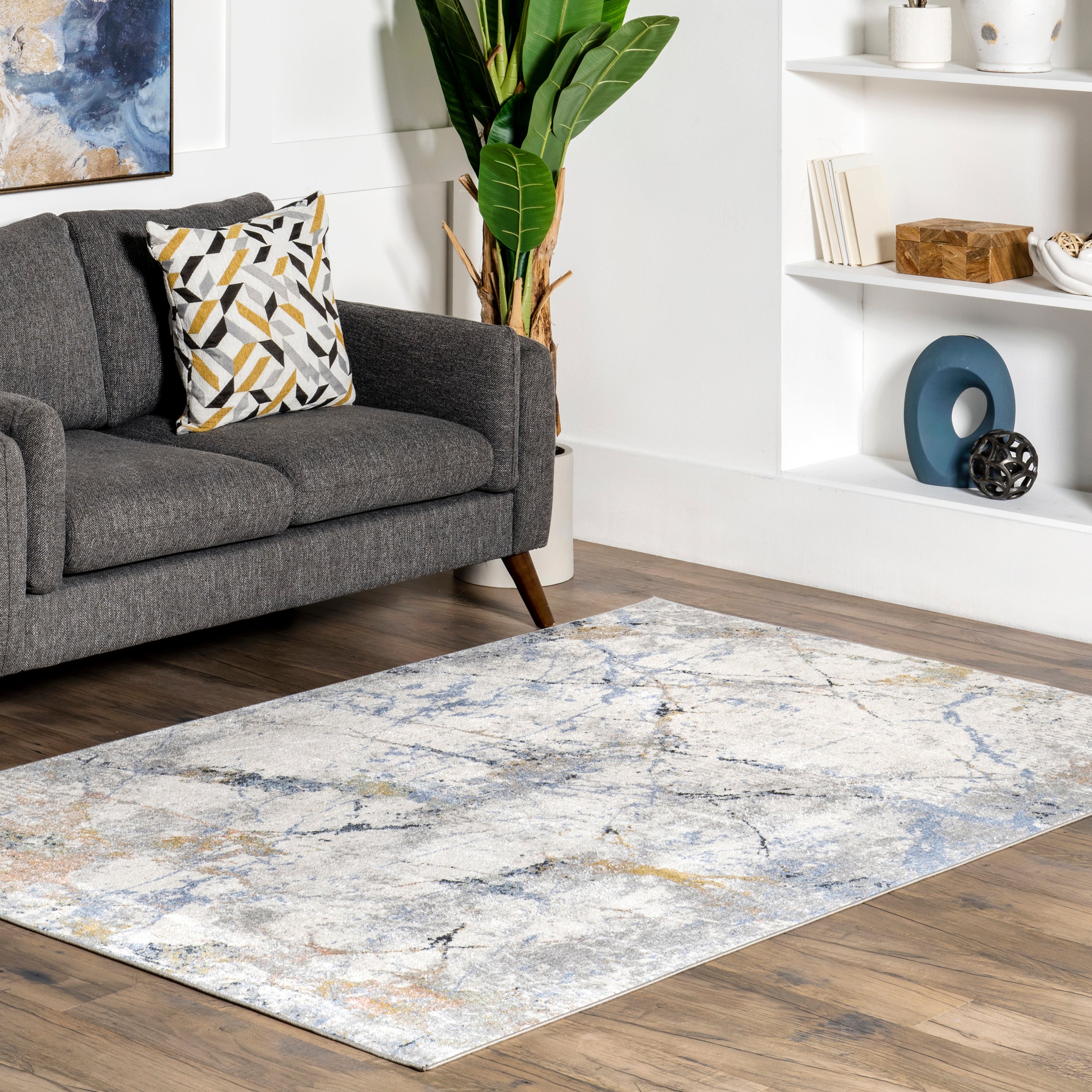 Luca Abstract Splatter Machine Washable Area Rug - Image 2