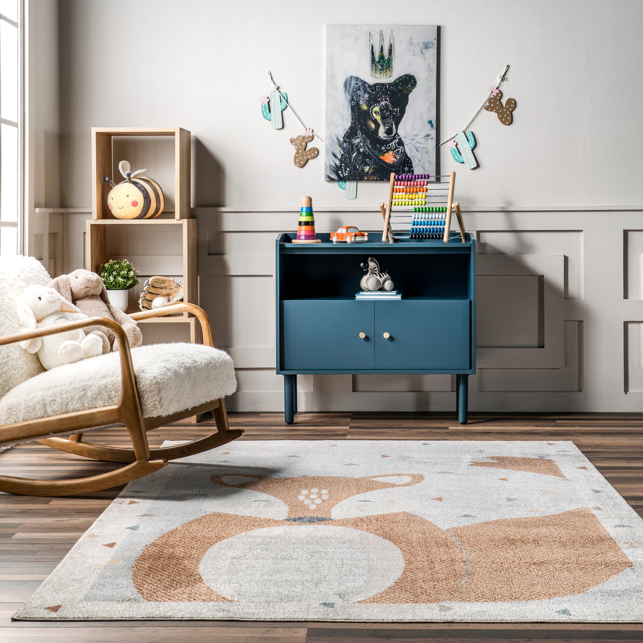 Talia Bashful Fox Kids Machine Washable Area Rug - Image 8