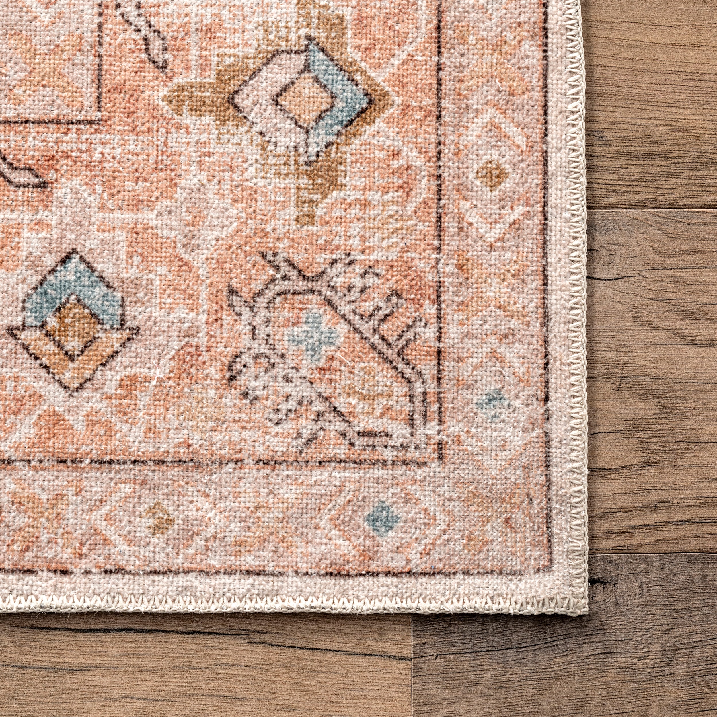 Dawson Machine Washable Distressed Medallion Area Rug - Image 5