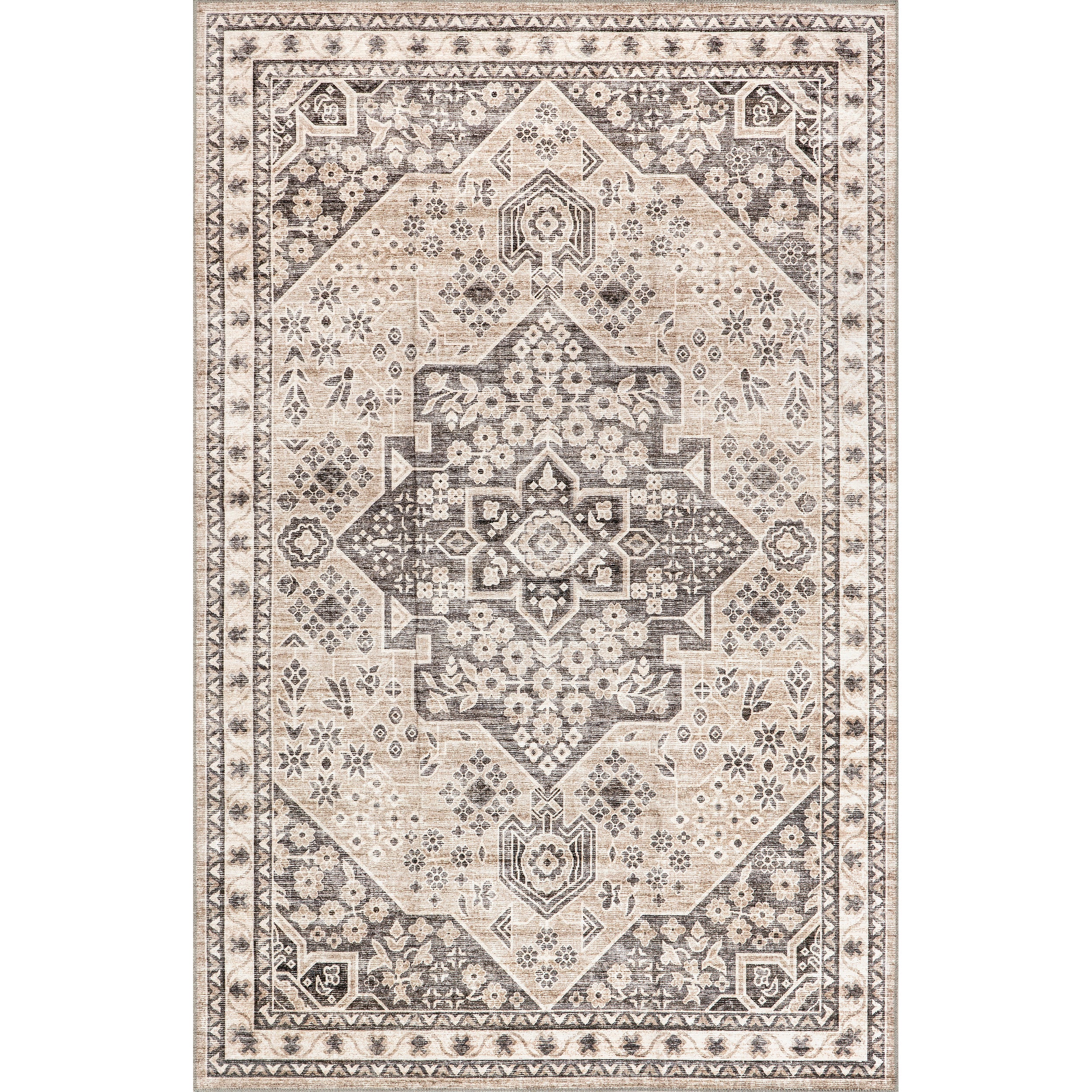 Eira Medallion Stain-Resistant Machine Washable Area Rug