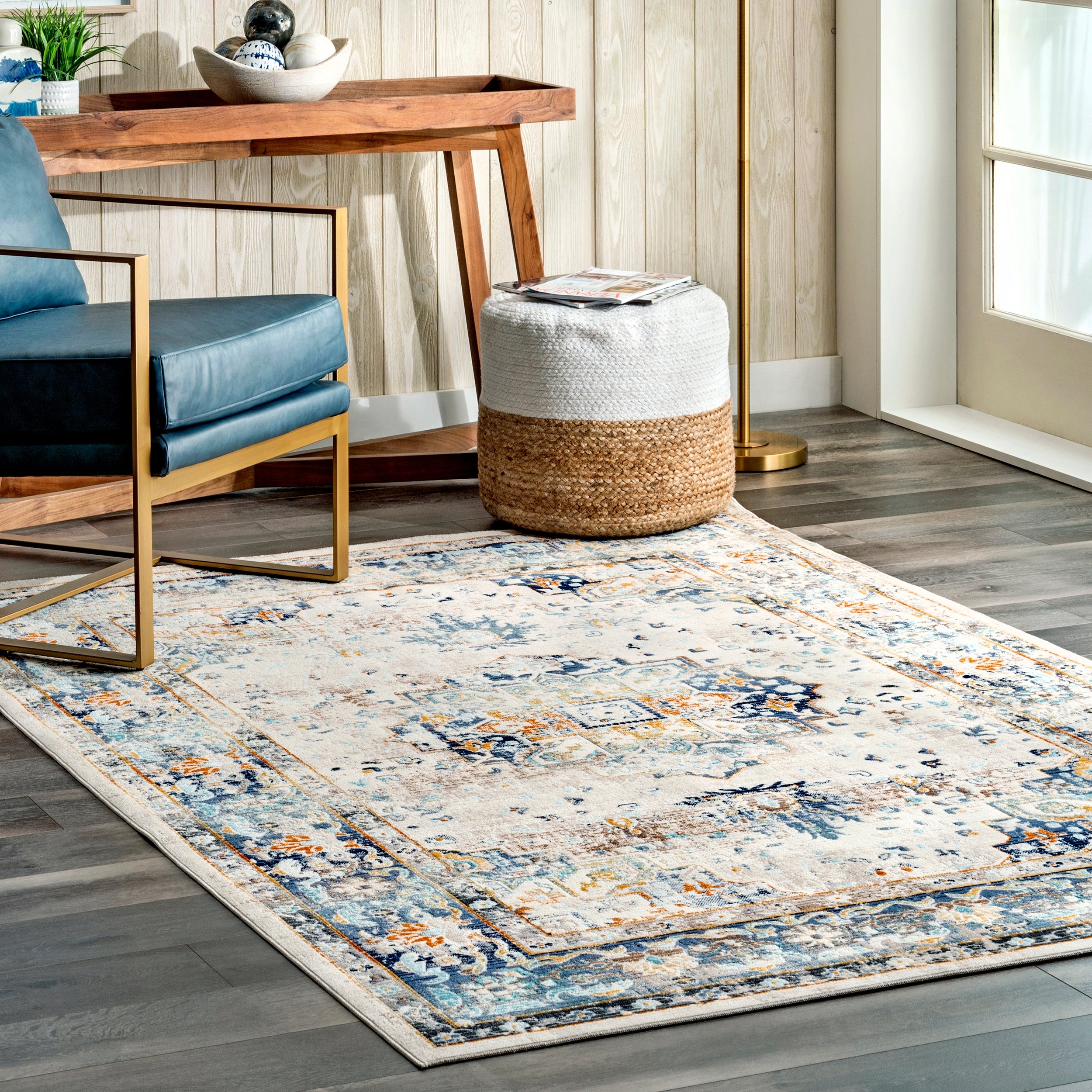 Ainsley Distressed Medallion Area Rug - Image 2