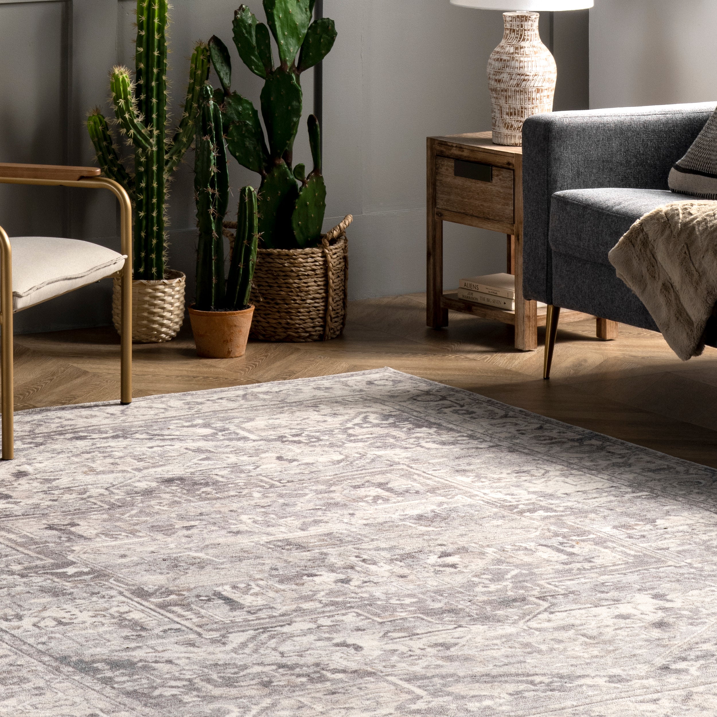 Brielle Machine Washable Vintage Medallion Area Rug - Image 9
