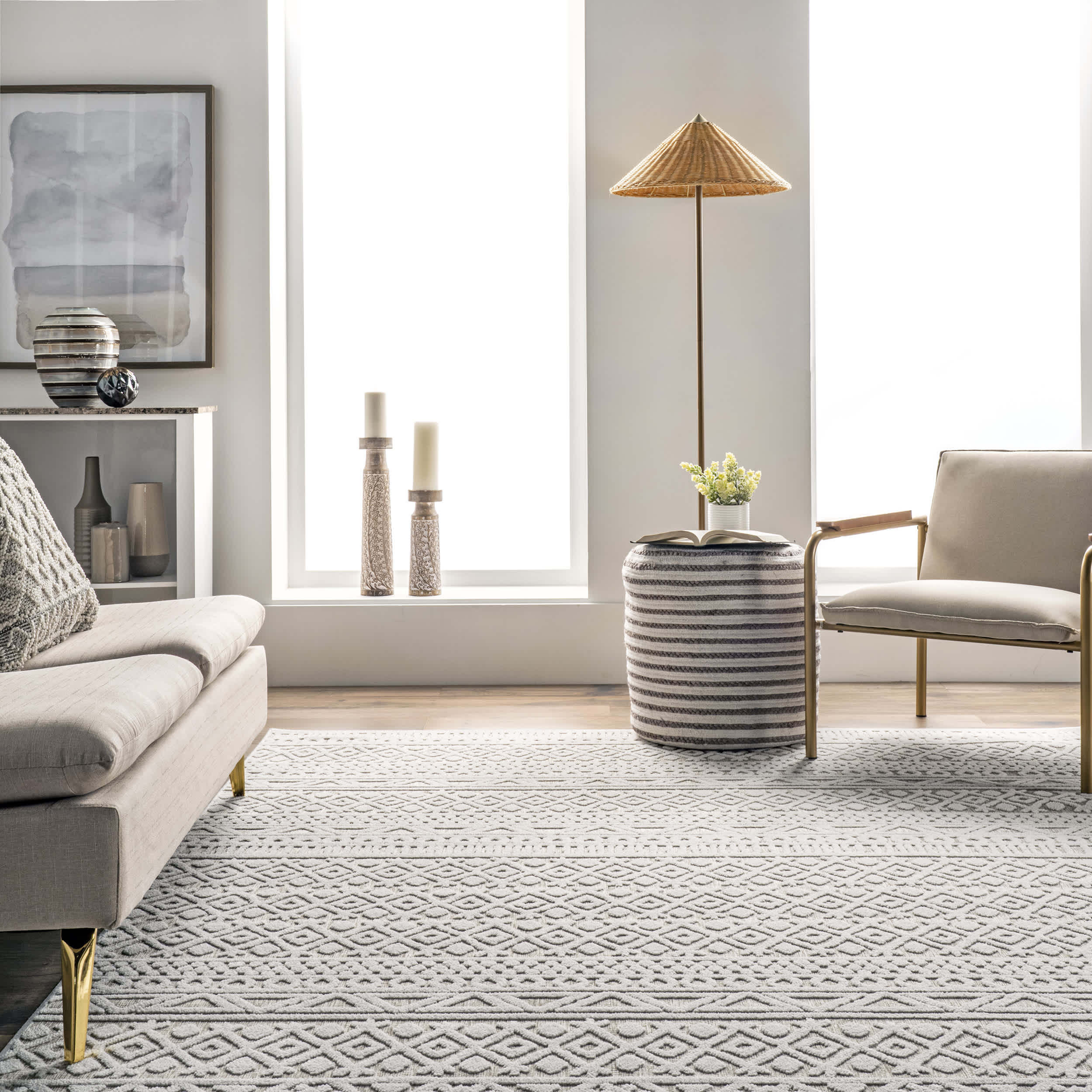 Tina Textured Geometric Banded Area Rug - Image 8