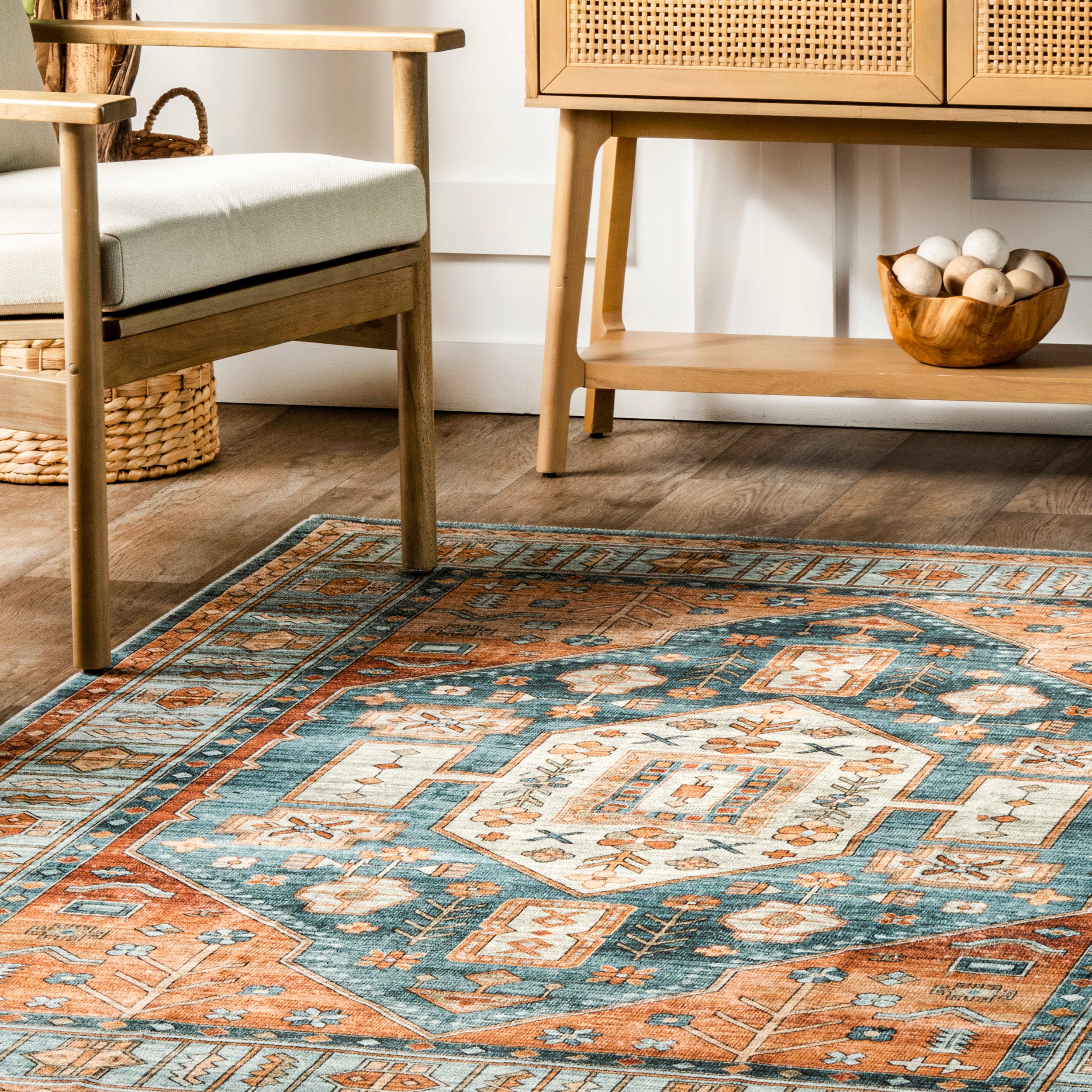 Heidy Vintage Traditional Machine Washable Area Rug - Image 9