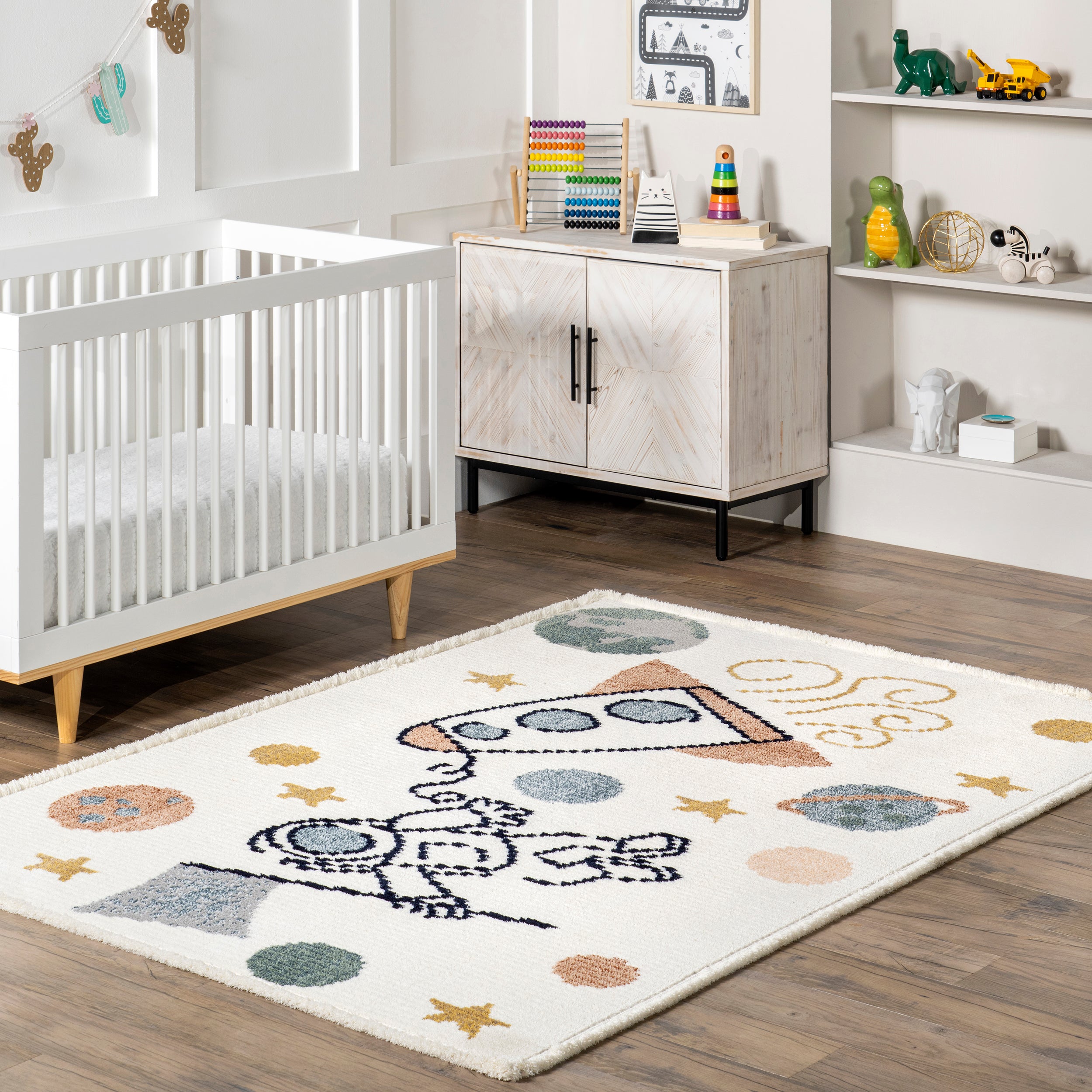 Caree Astronaut Kids Fringe Area Rug - Image 2