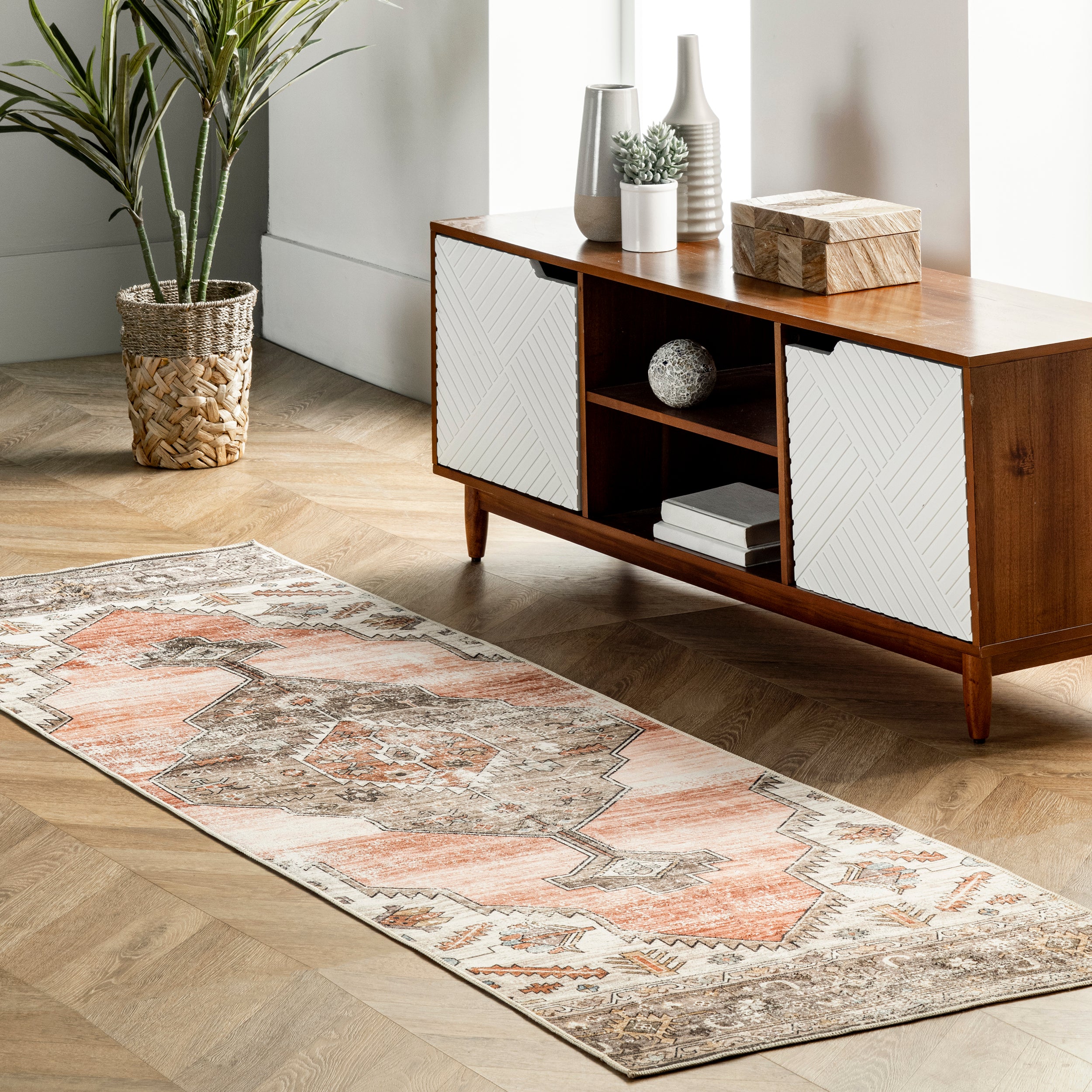 Gracie Distressed Medallion Machine Washable Area Rug - Image 11