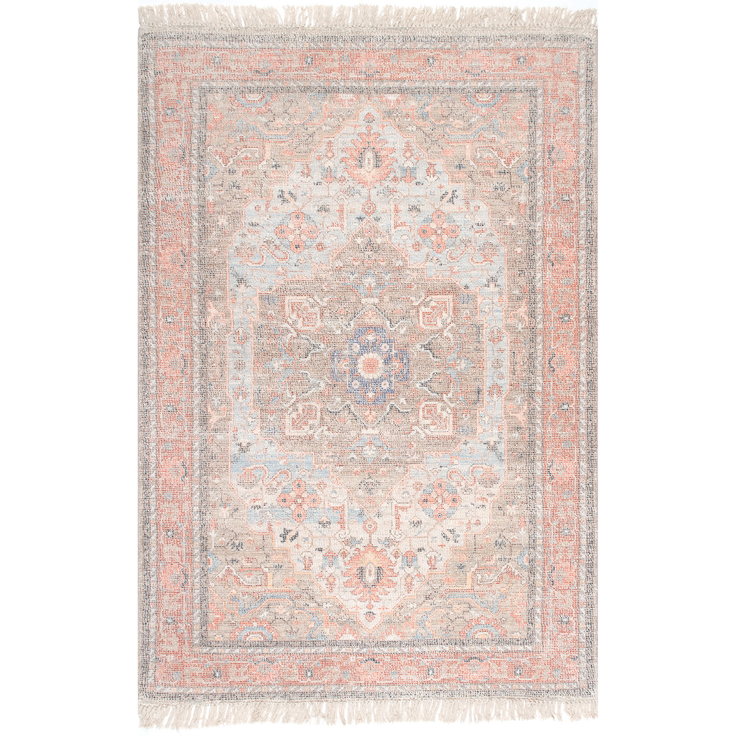 Lottie Floral Medallion Tassel Area Rug