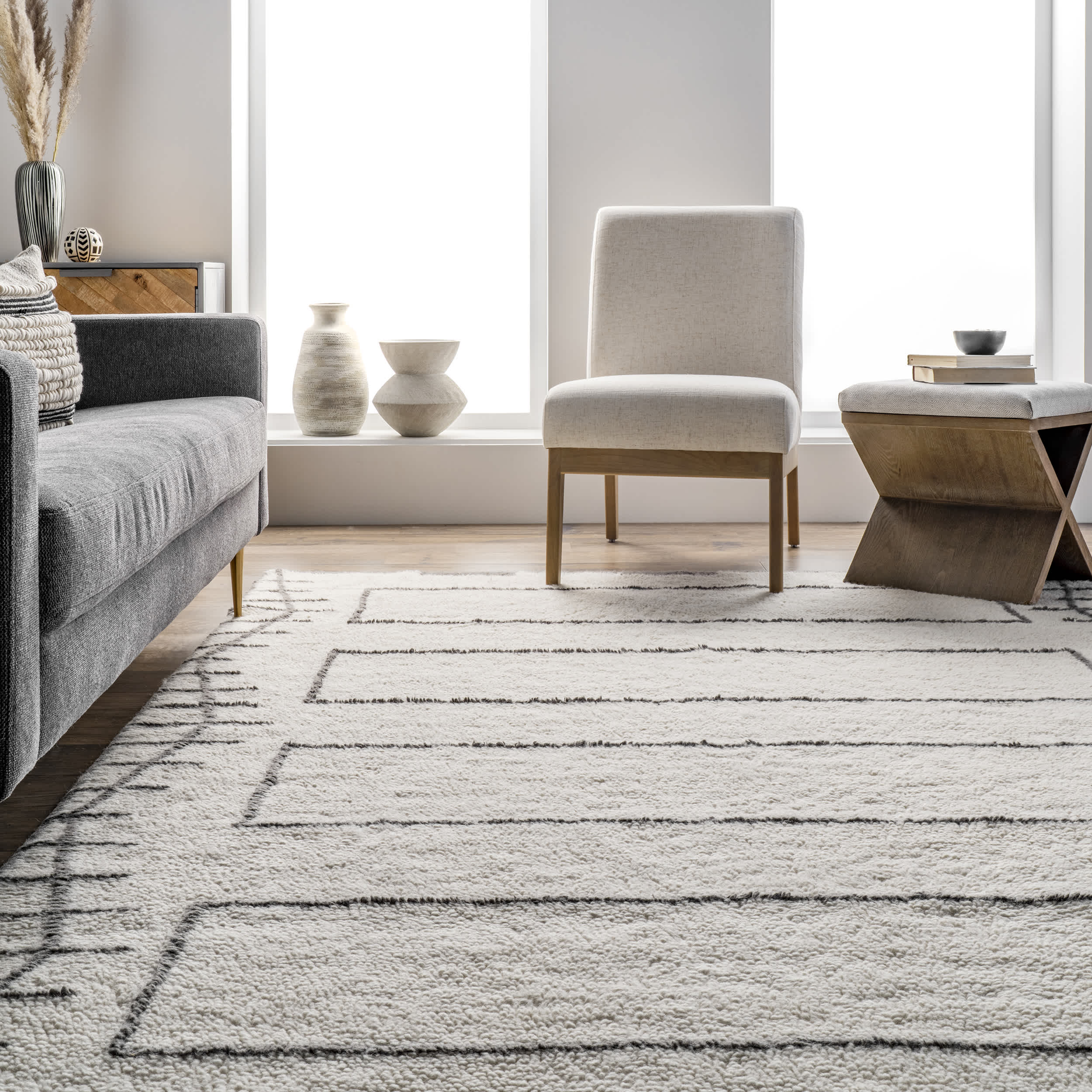 Isabella Machine Washable Wool Contemporary Geometric Area Rug - Image 8