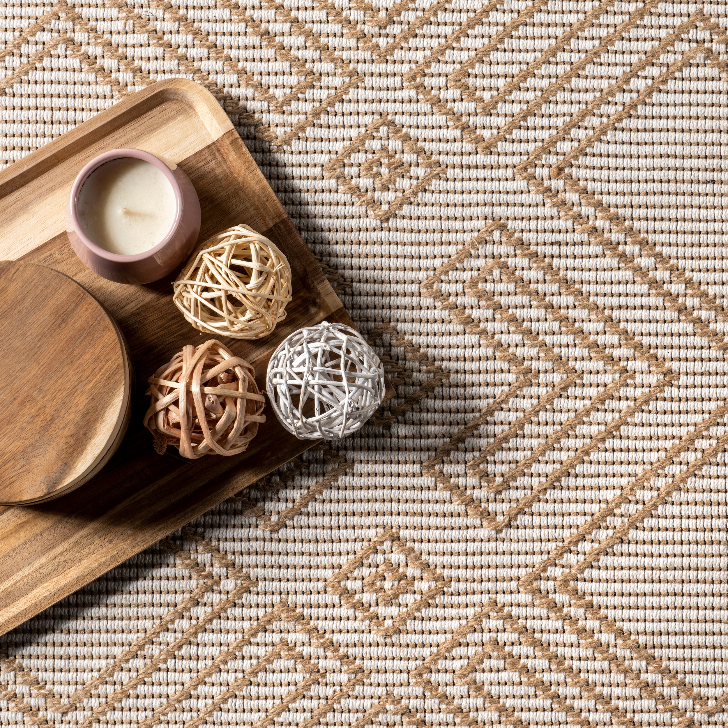 Geometric Trellis Jute Fringe Area Rug - Image 6