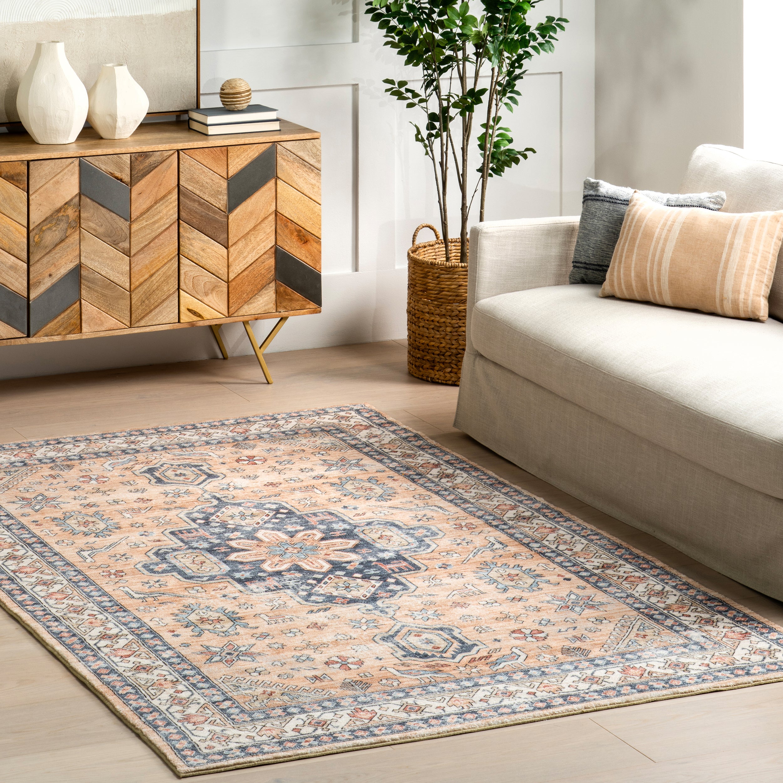 Jordan Vintage Medallion Machine Washable Area Rug - Image 11