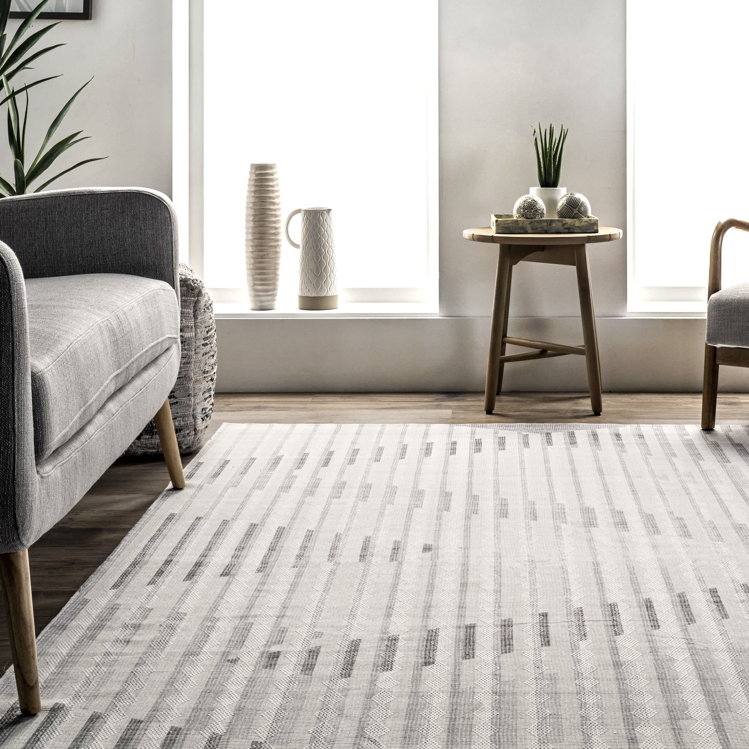 Modern Striped Washable Area Rug - Image 8