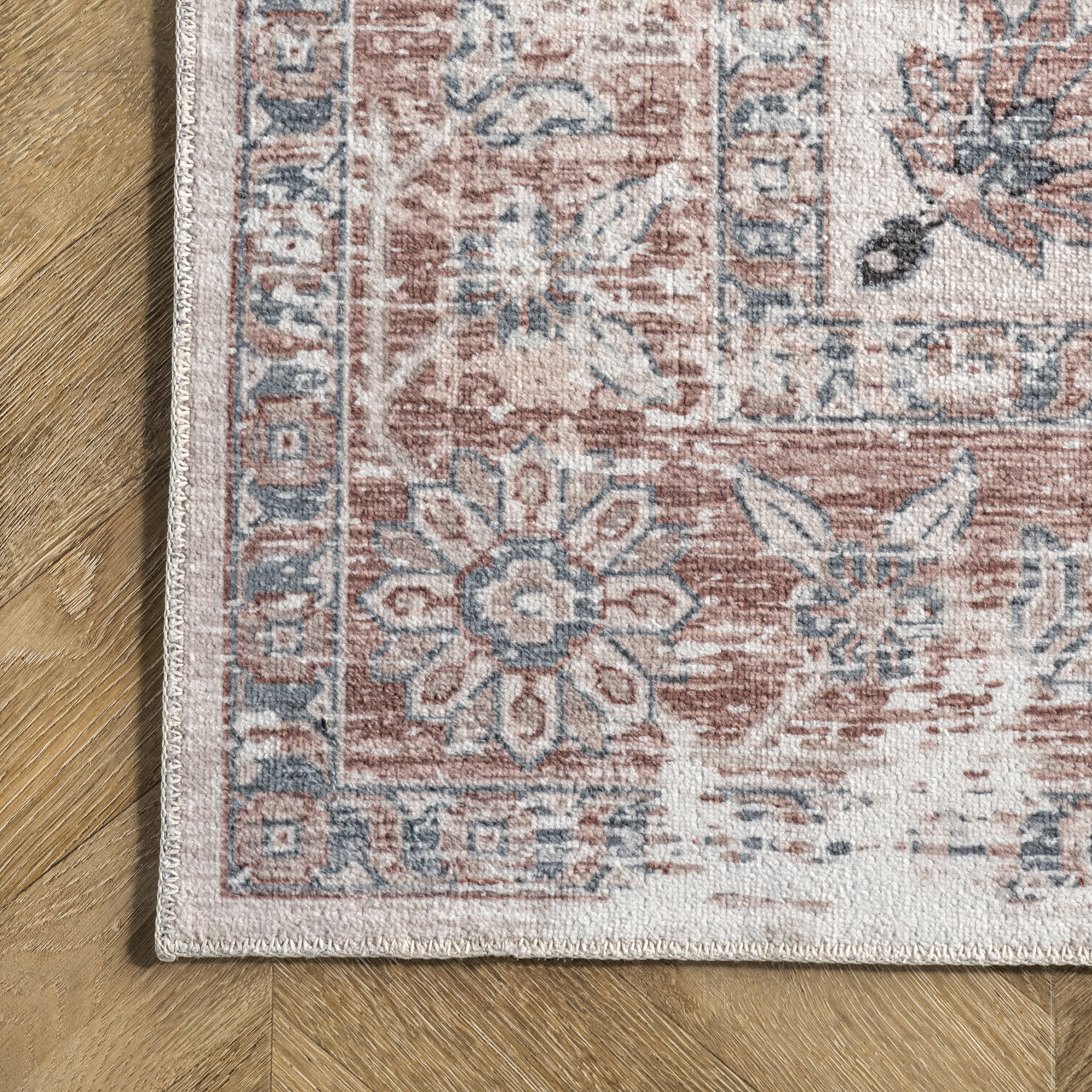 Layna Machine Washable Distressed Vintage Area Rug - Image 5