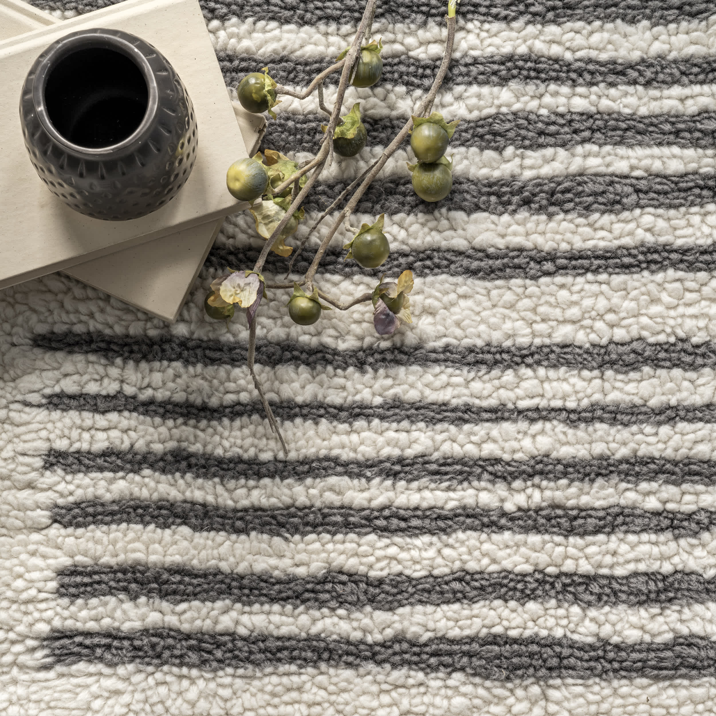 Paneled Pinstripes Wool Washable Area Rug - Image 6