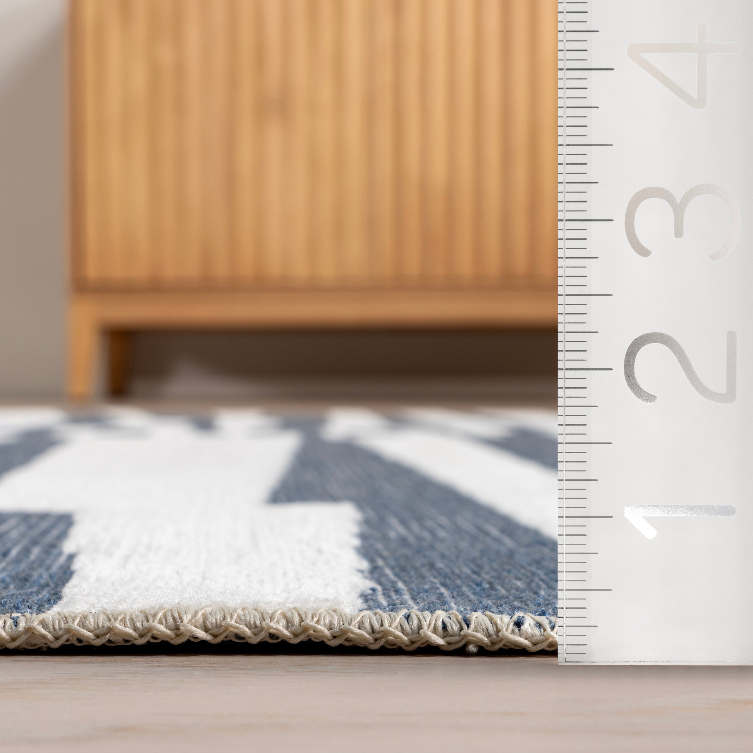 Kelcey Abstract Striped Machine Washable Area Rug - Image 3
