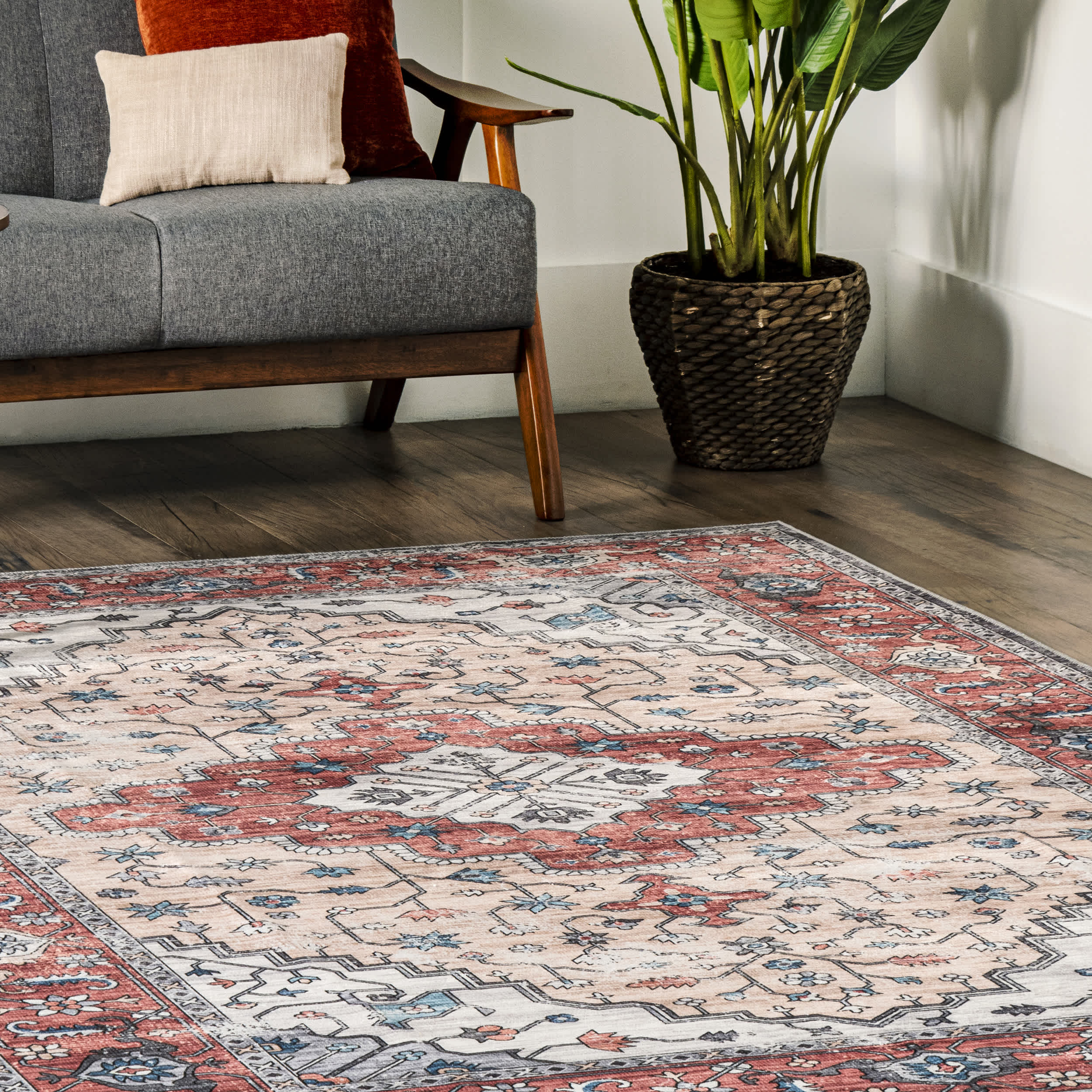 Melanie Transitional Medallion Machine Washable Area Rug - Image 9