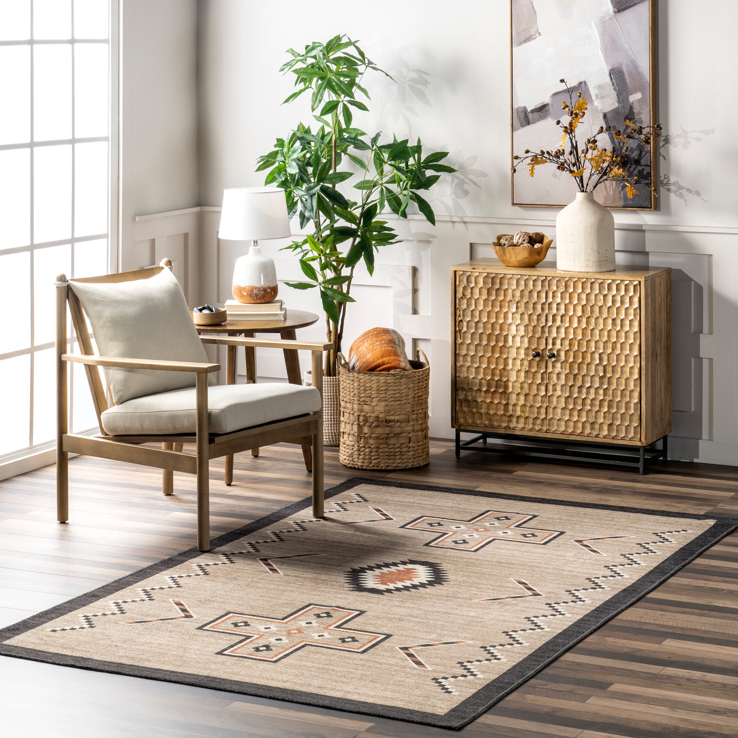 Colbie Tribal Machine Washable Area Rug - Image 2