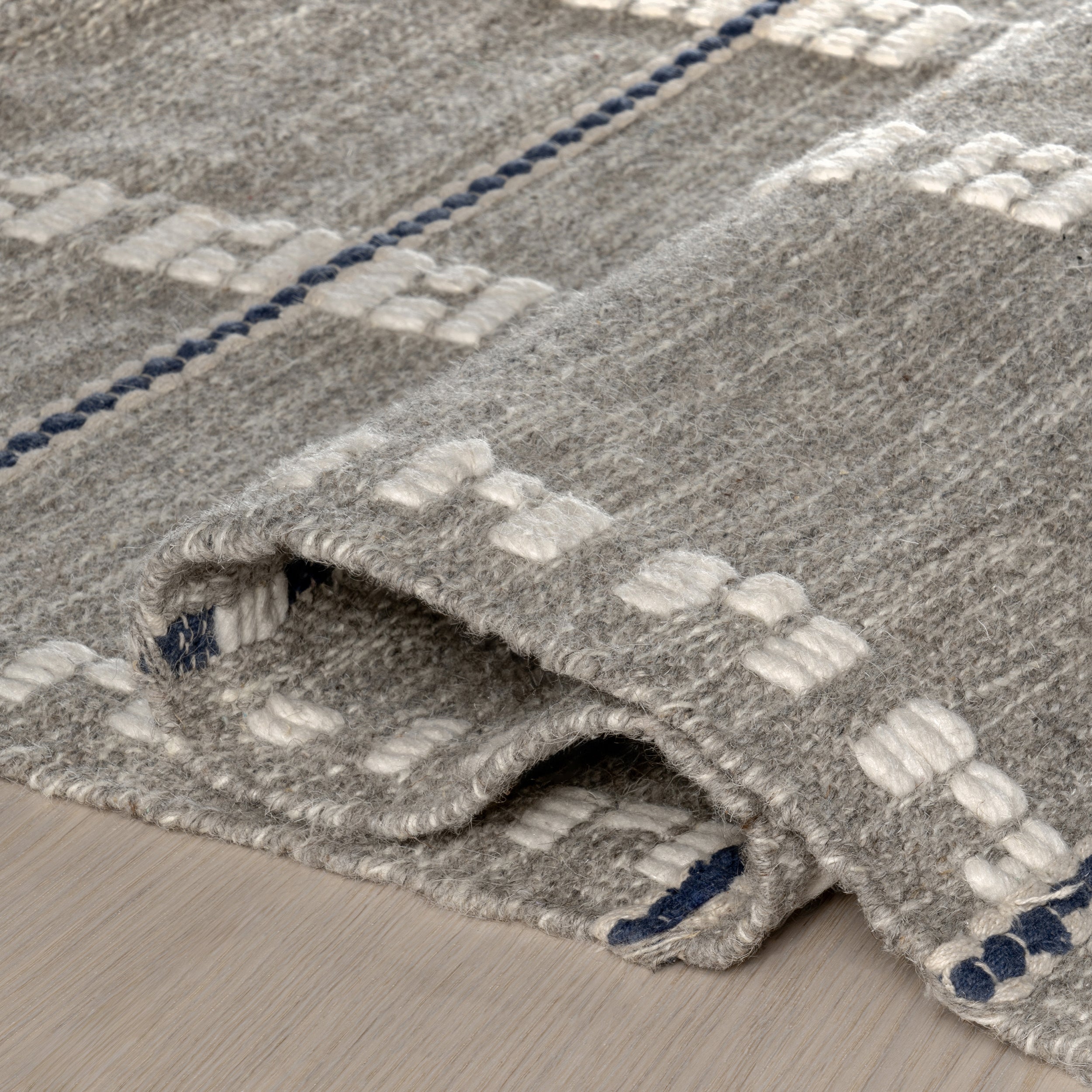 Morgan Geometric Check Wool and Cotton Area Rug - Image 4