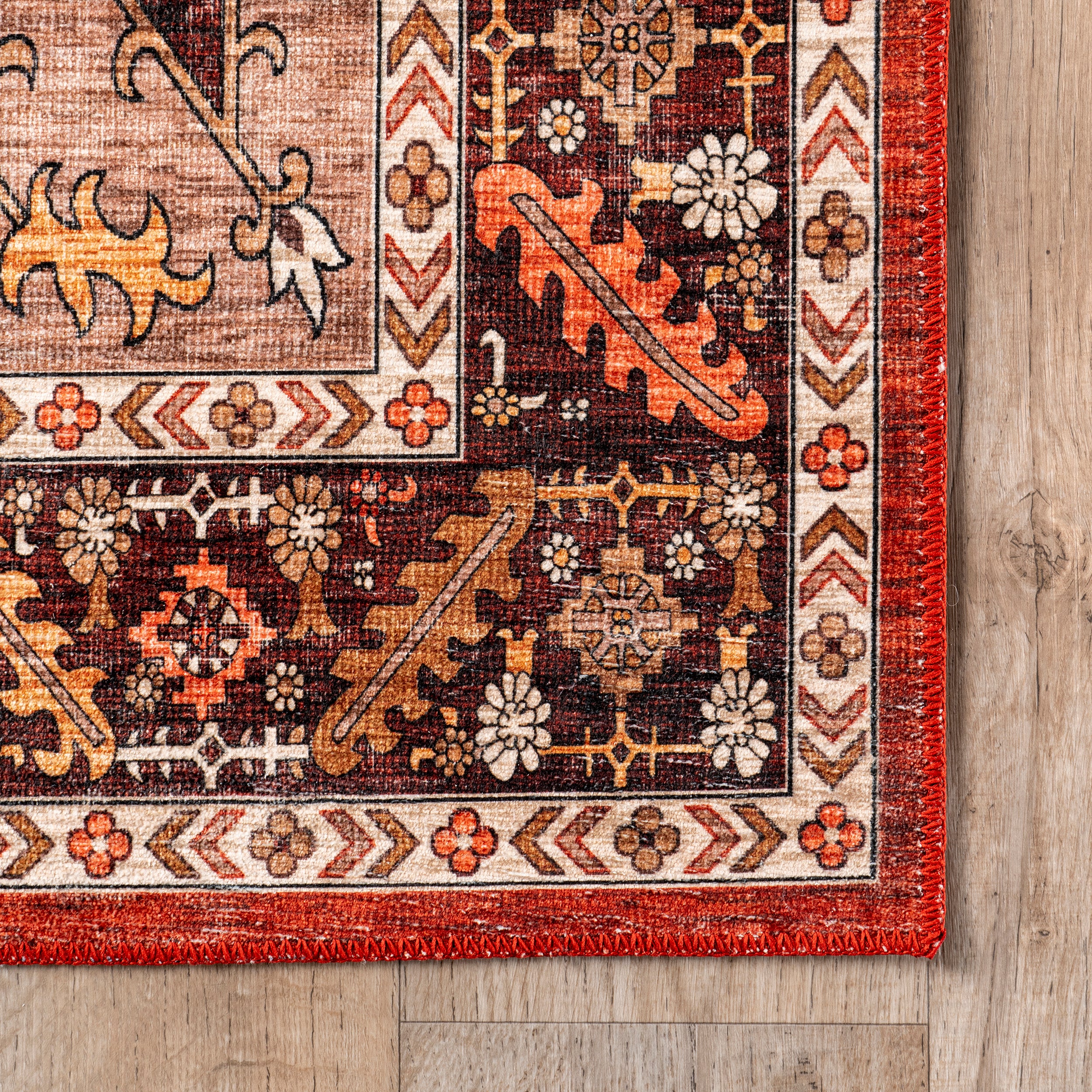 Hera Medallion Stain-Resistant Machine Washable Area Rug - Image 5