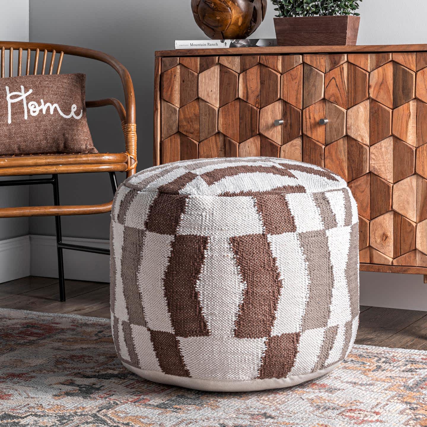 Vienna Herringbone Filled Ottoman Pouf - Image 2