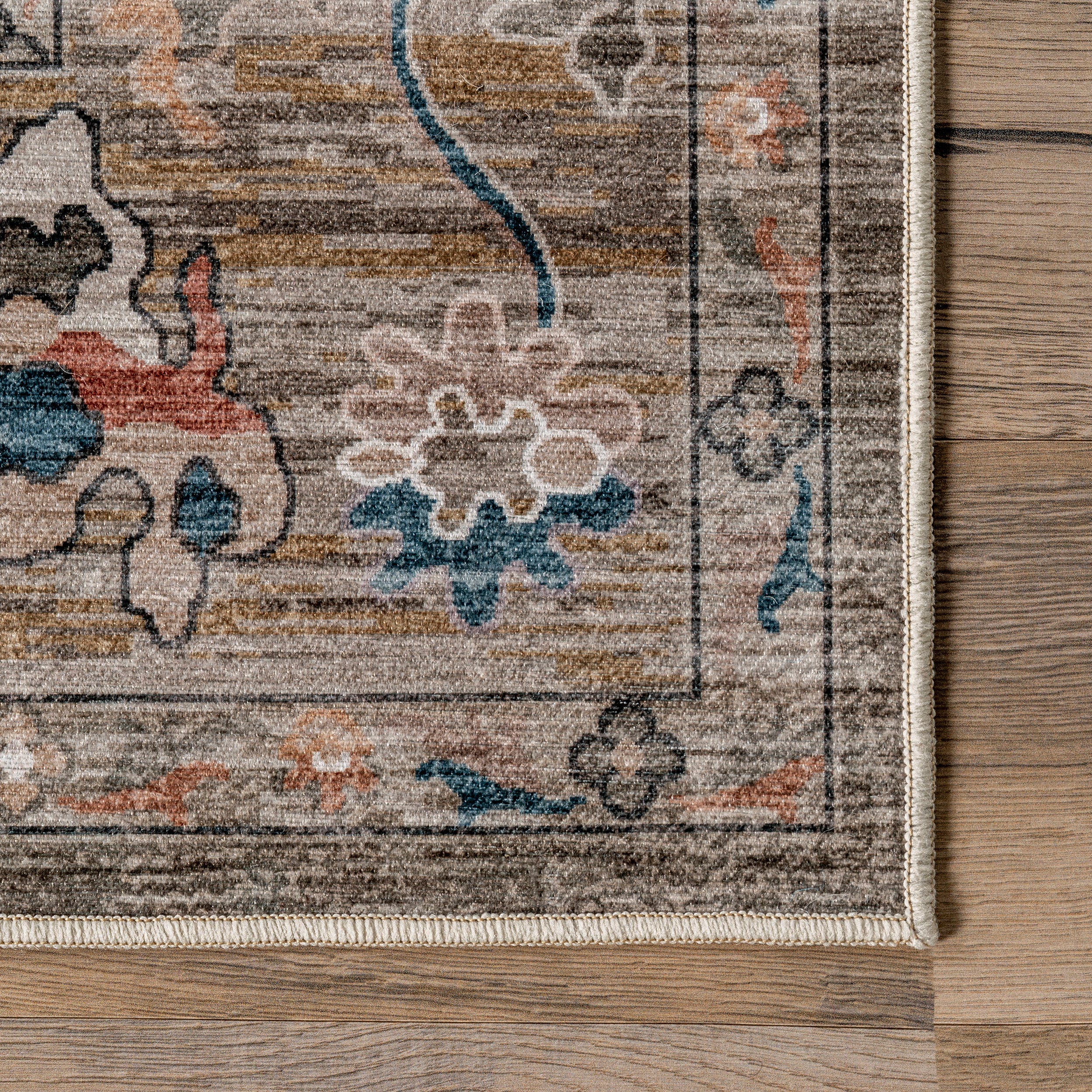 Cleora Vintage Floral Machine Washable Area Rug - Image 5