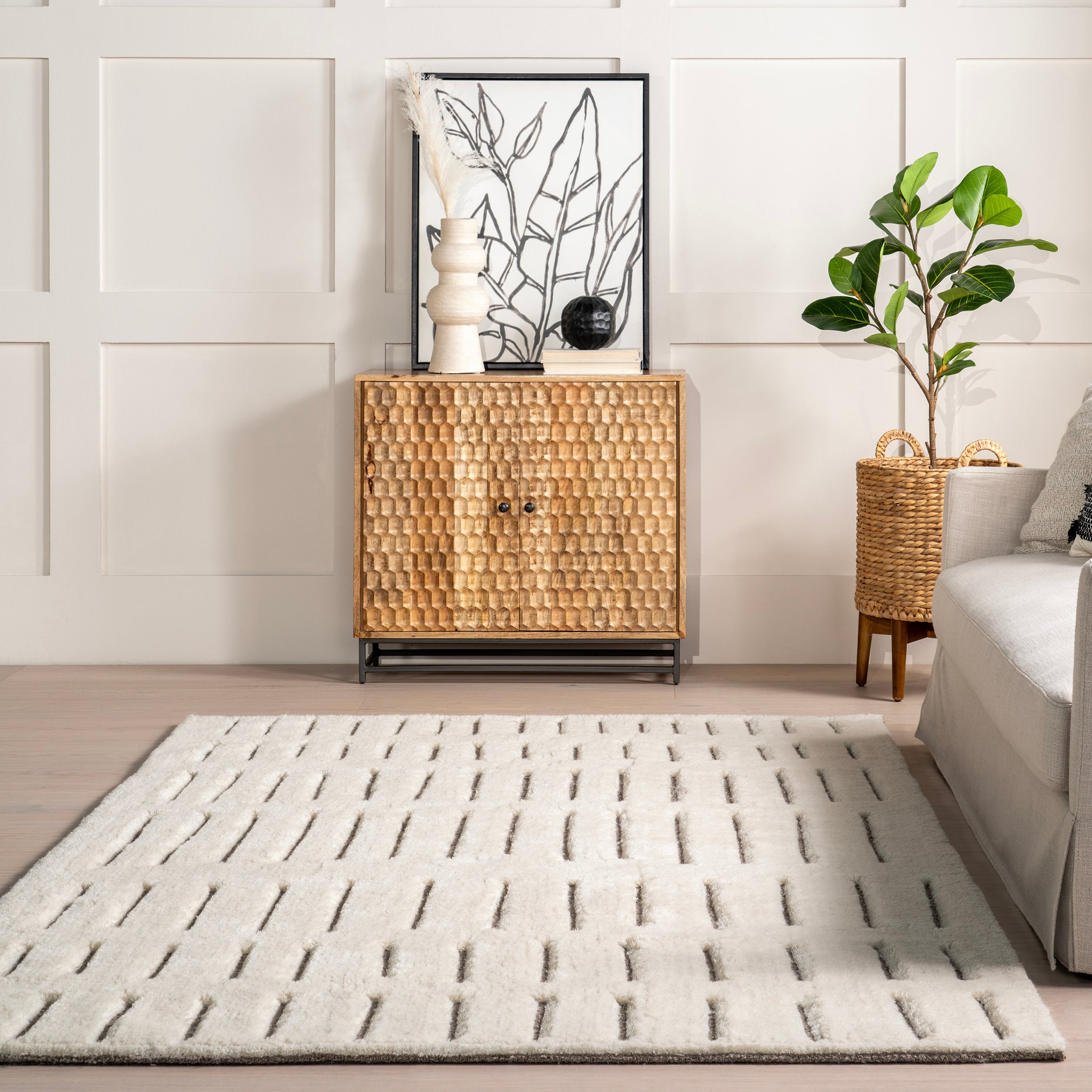 Nalini Modern Striped High-Low Wool Area Rug - Image 8