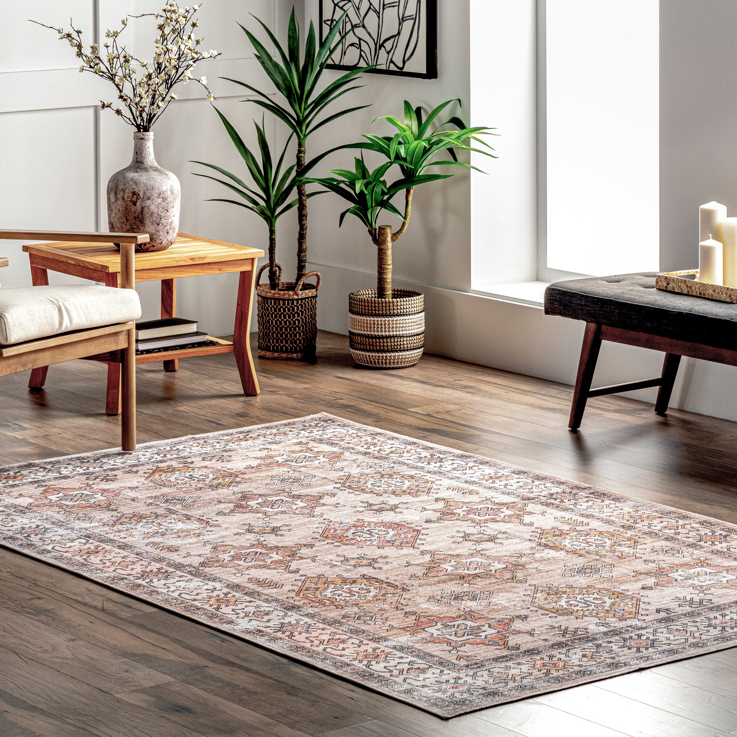 Finley Machine Washable Vintage Distressed Area Rug - Image 23