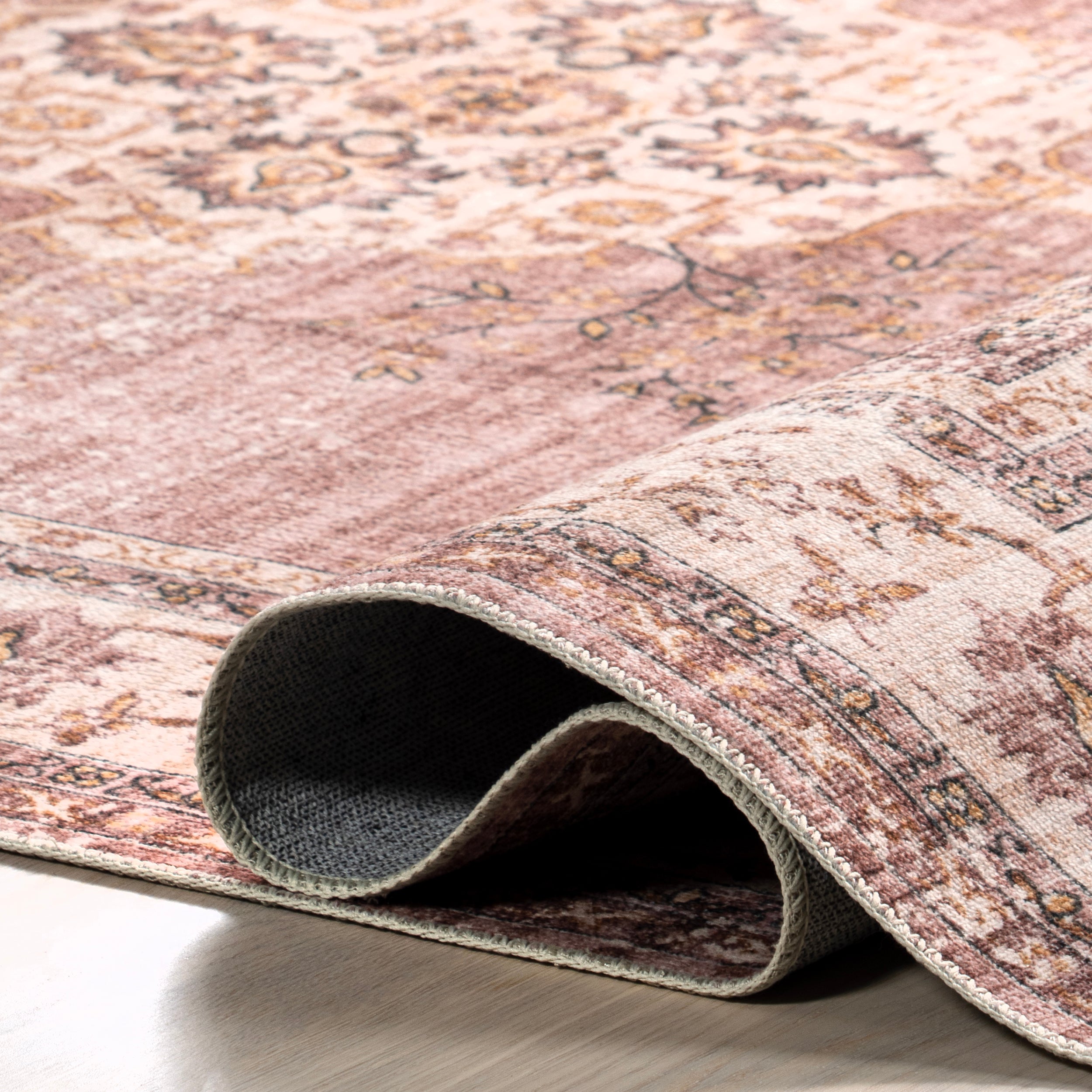 Rosewood Vintage Machine Washable Area Rug - Image 4