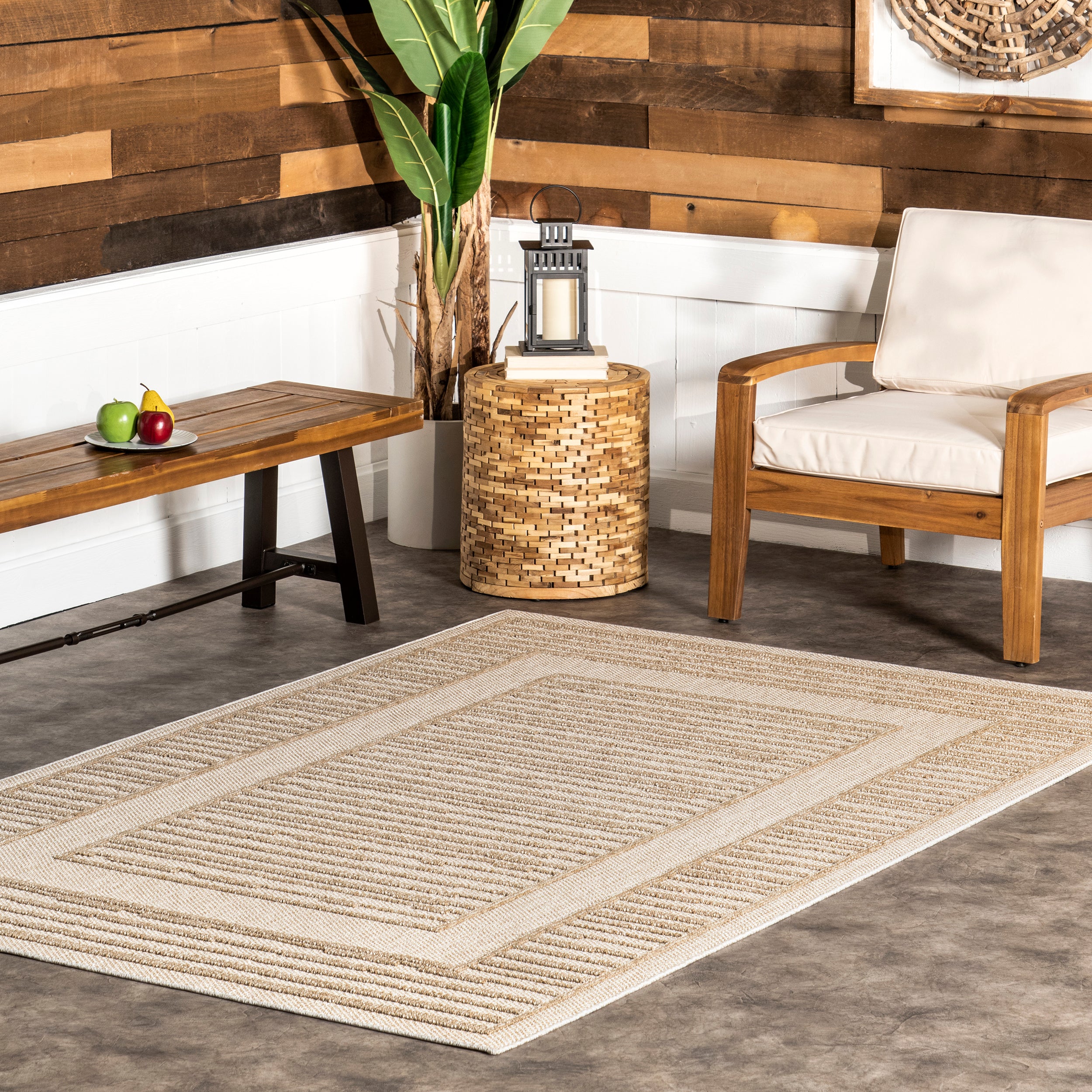 Rickie Solid Striped Indoor/Outdoor Area Rug - Image 2