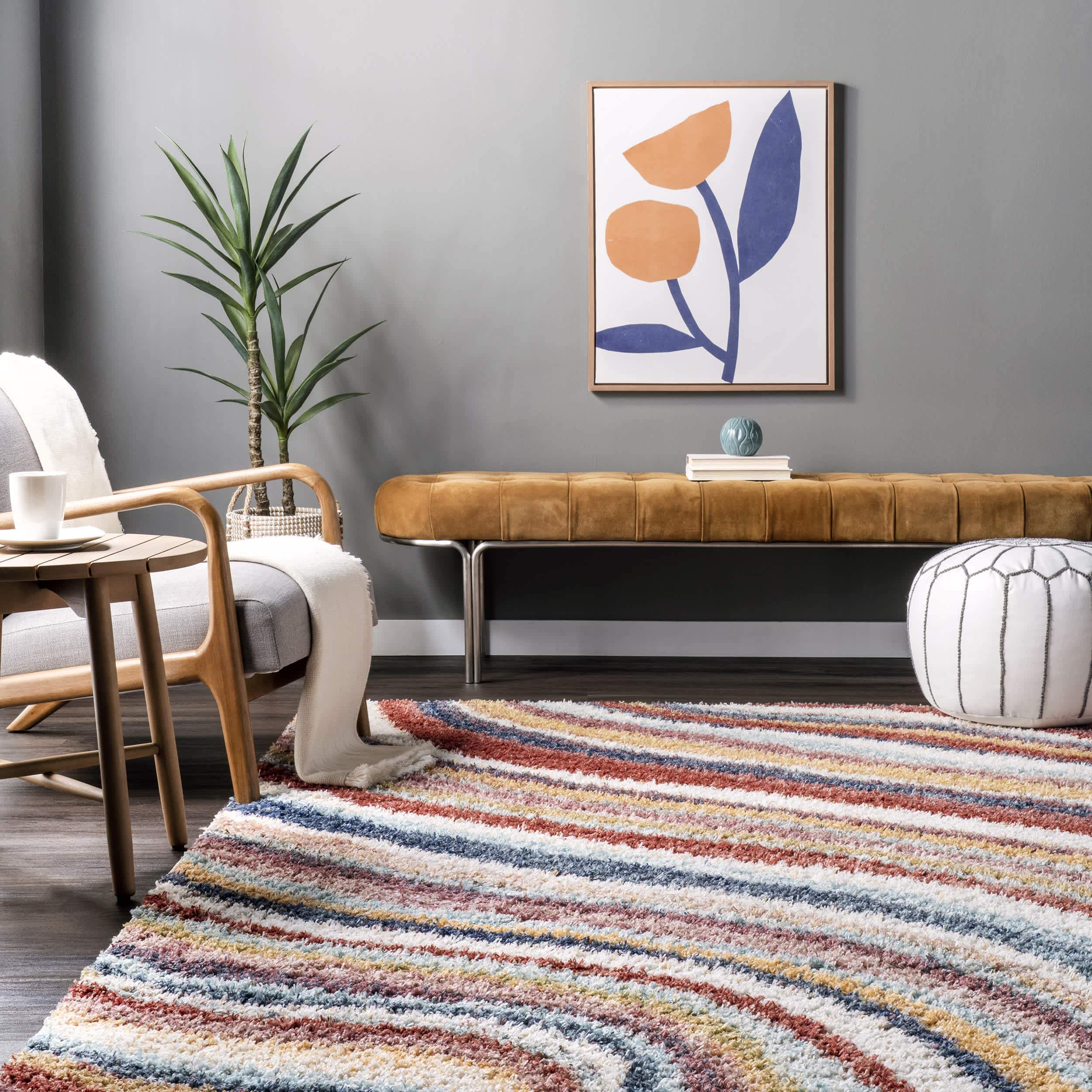 Cynthia Cozy Shaggy Wavy Stripes Area Rug - Image 8