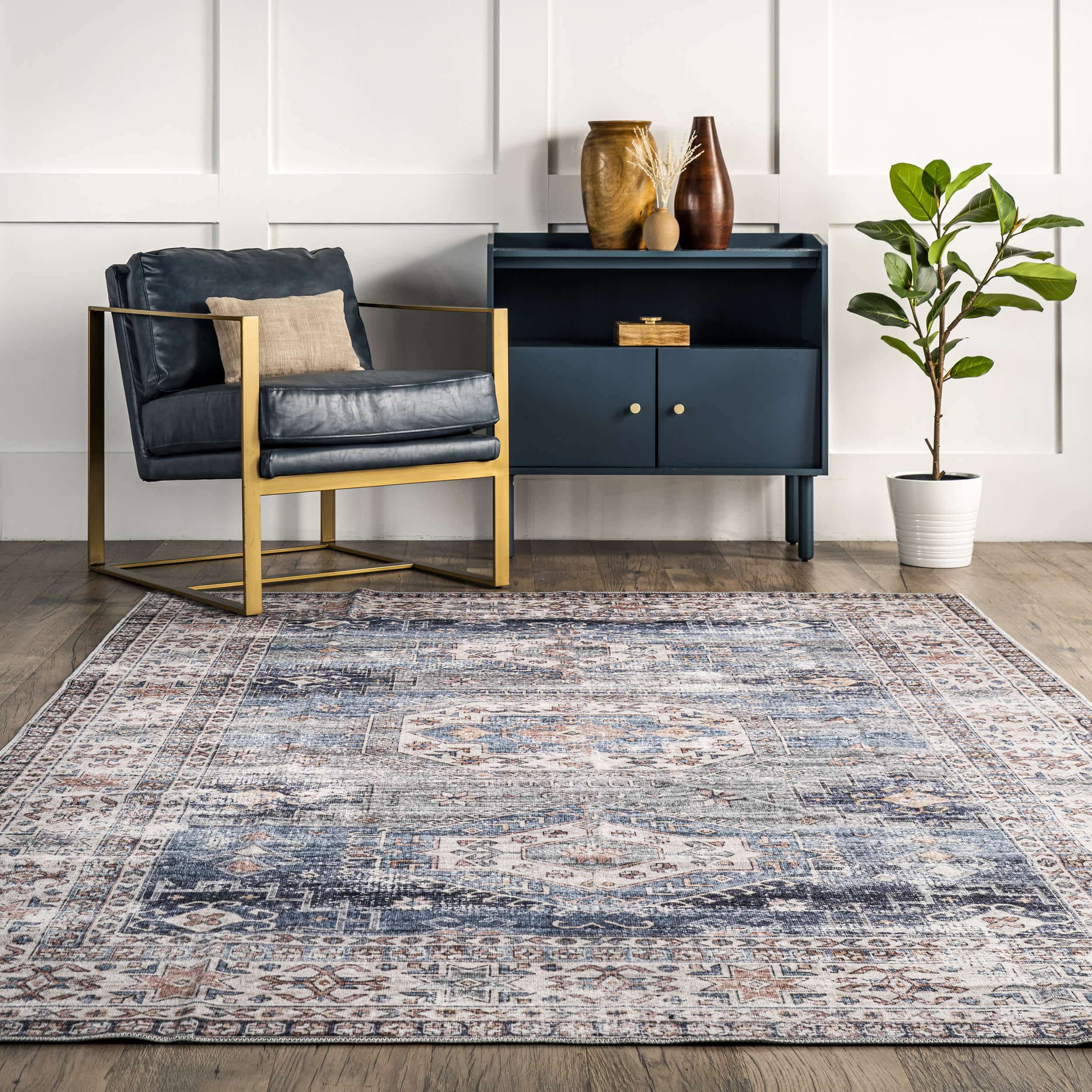 Drina Machine Washable Distressed Area Rug - Image 8