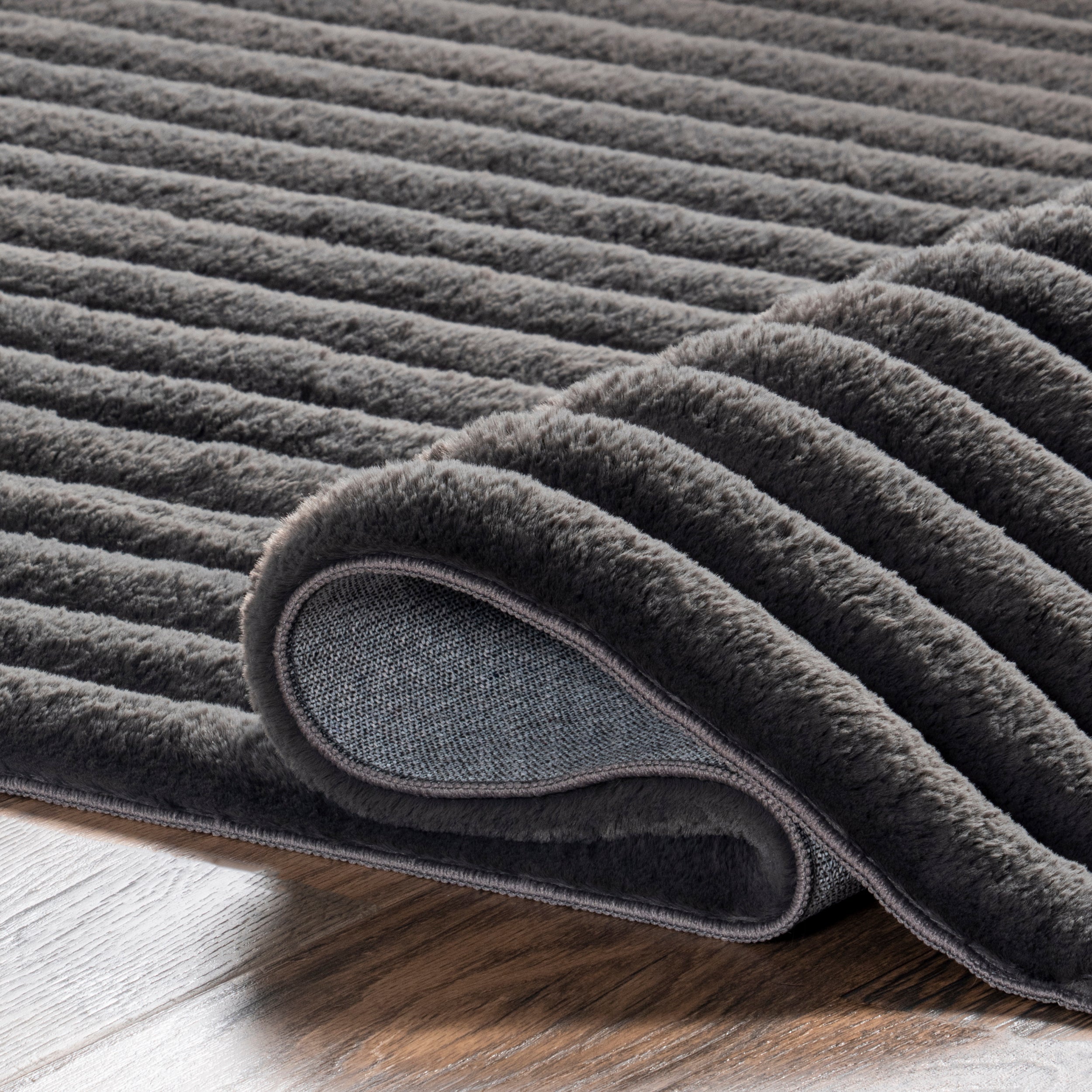 Kai Stripe Faux Rabbit Machine Washable Area Rug - Image 14