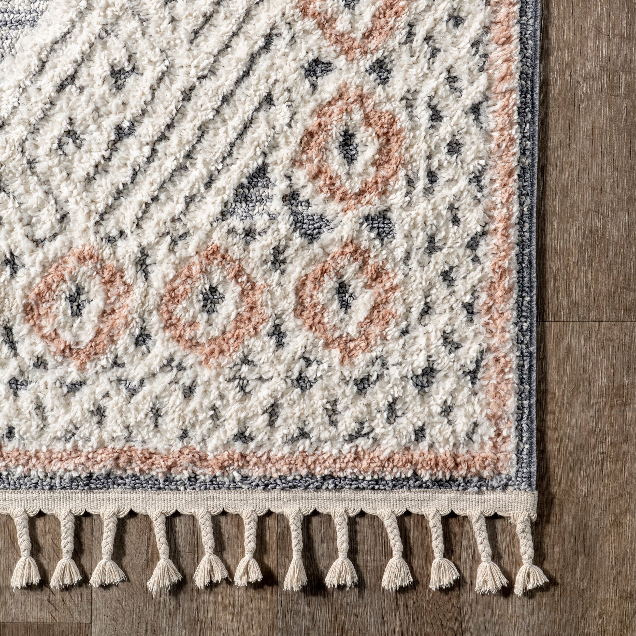 Acacia Raised Diamond Tasseled Area Rug - Image 5