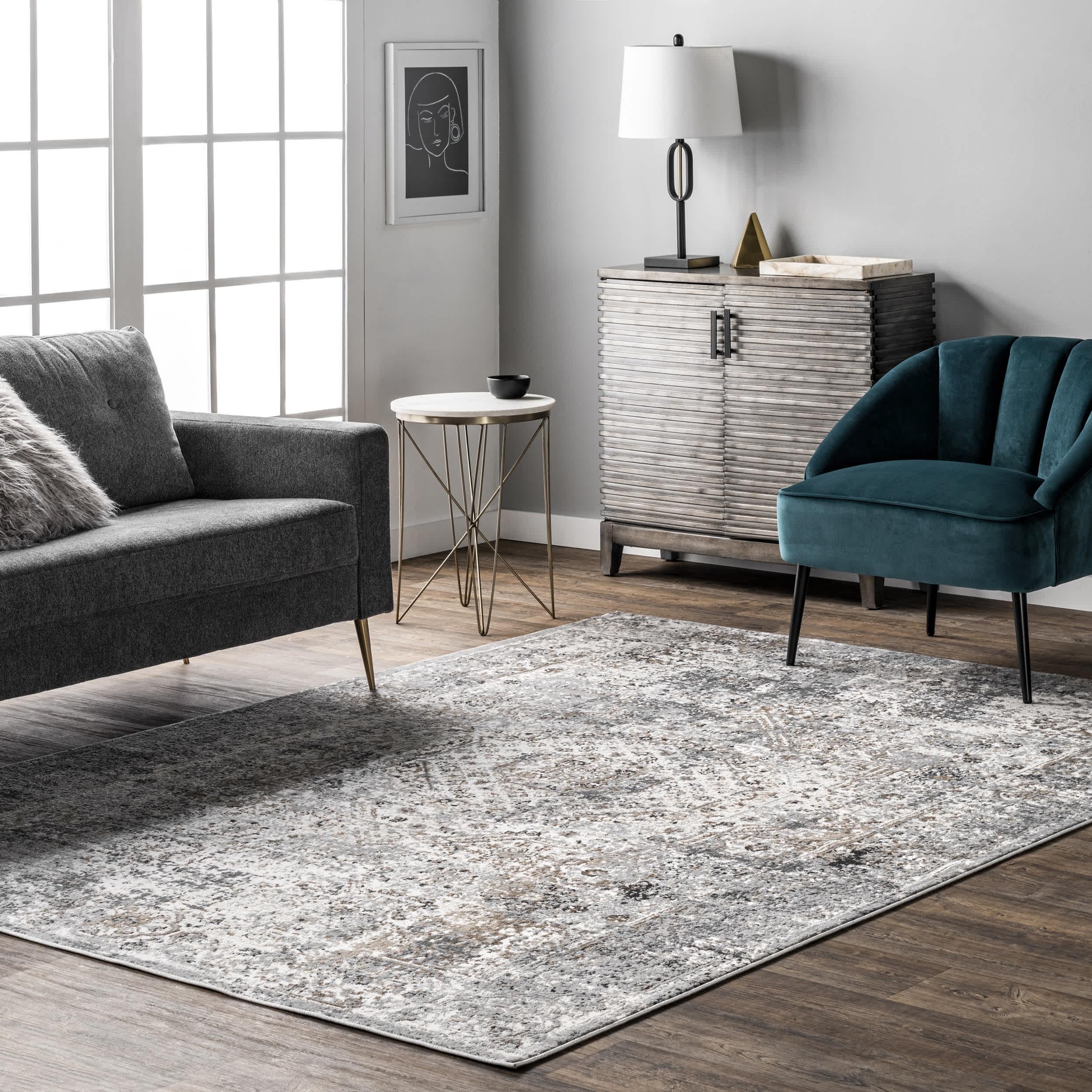 Lola Distressed Medallion Area Rug - Image 2