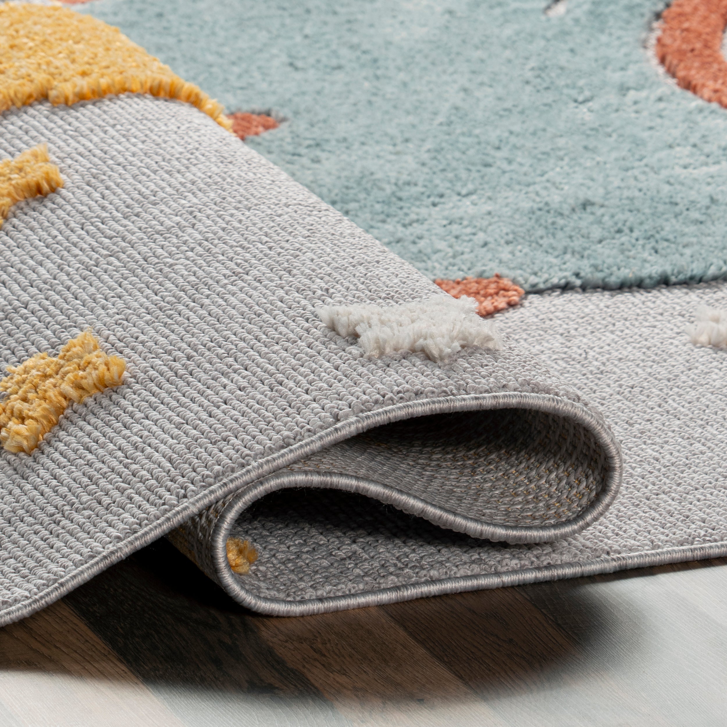 Journee Rocket Ship High-Low Kids Tasseled Area Rug - Image 4