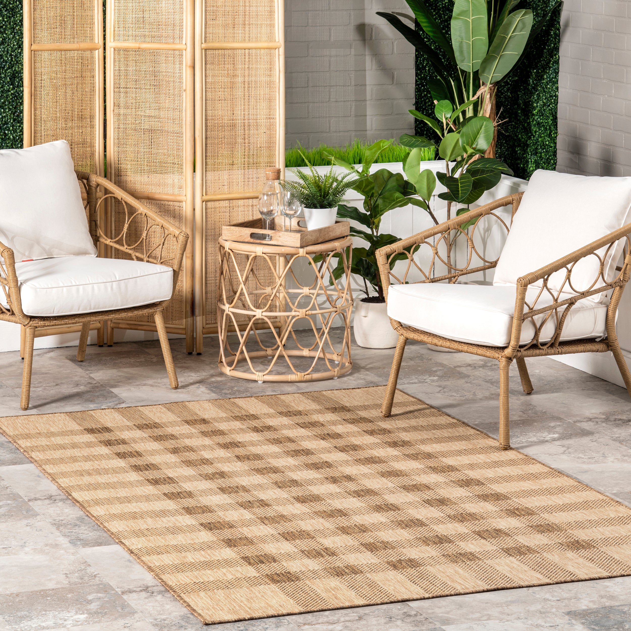 Sandee Casual Plaid Indoor/Outdoor Area Rug - Image 2