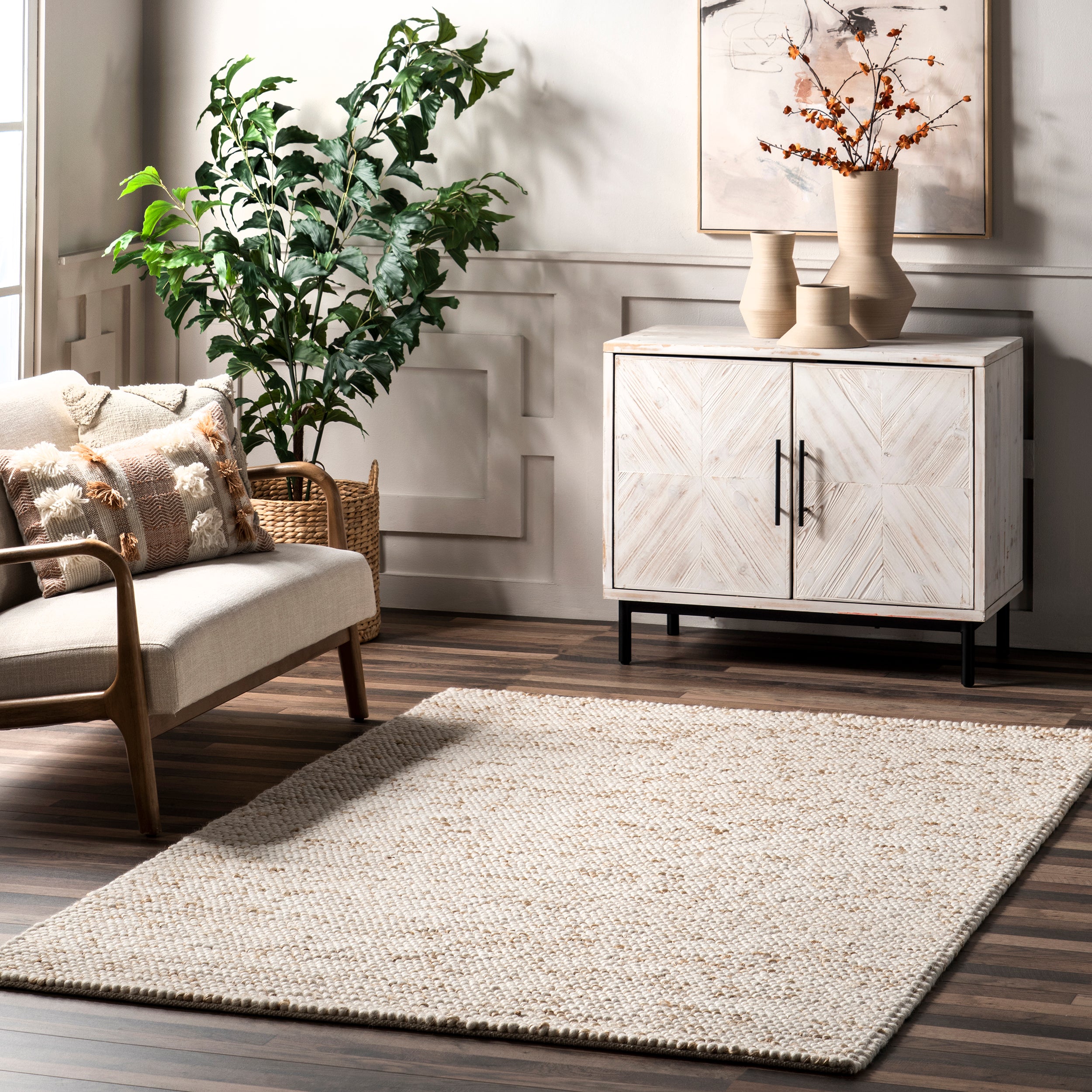Deeanna Casual Textured Wool Area Rug - Image 2