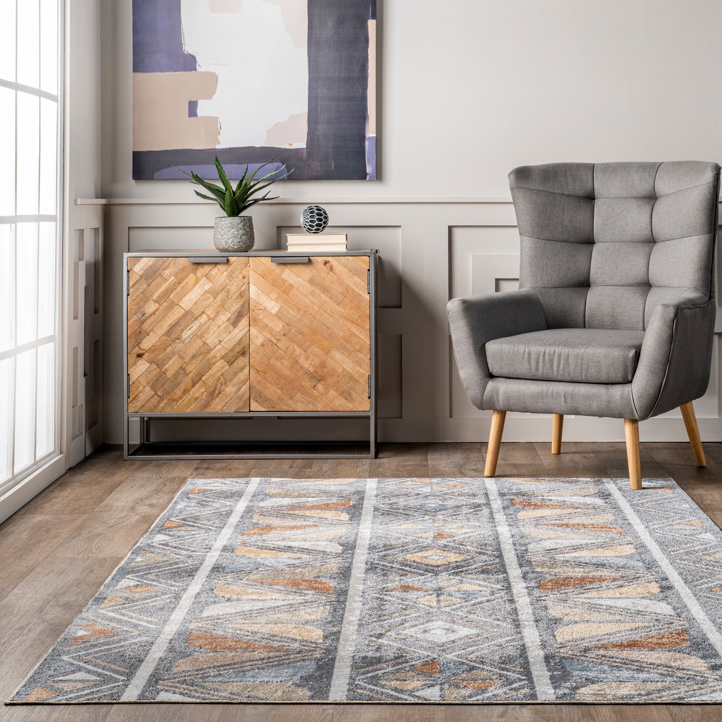 Dolina Tribal Stripes Machine Washable Area Rug - Image 8