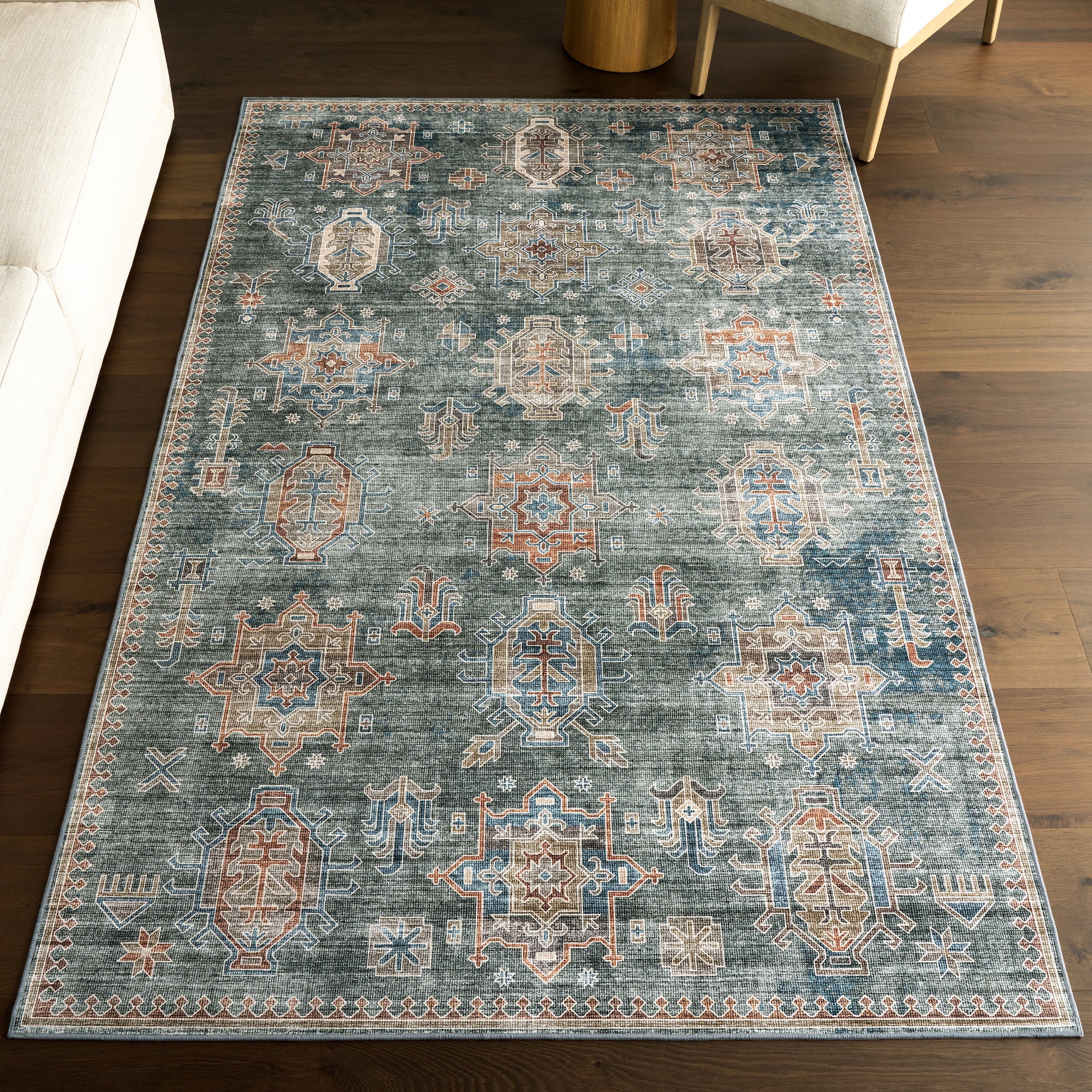 Philomena Medallion Spill Proof Machine Washable Area Rug - Image 29