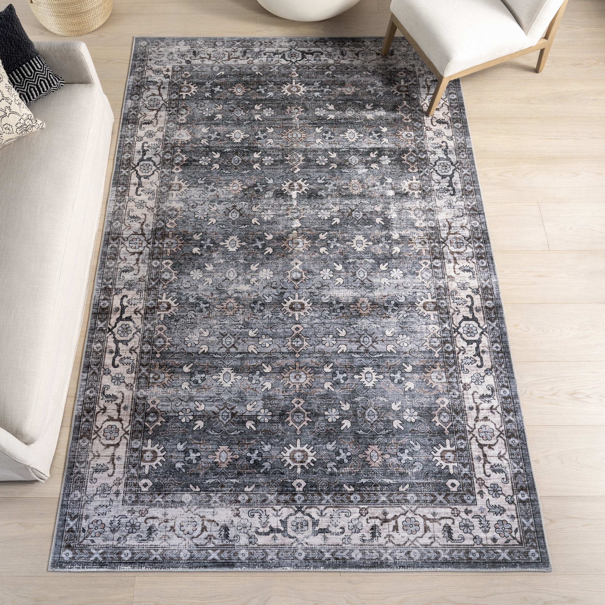 Rania SplashGuard Medallion Machine Washable Area Rug - Image 11