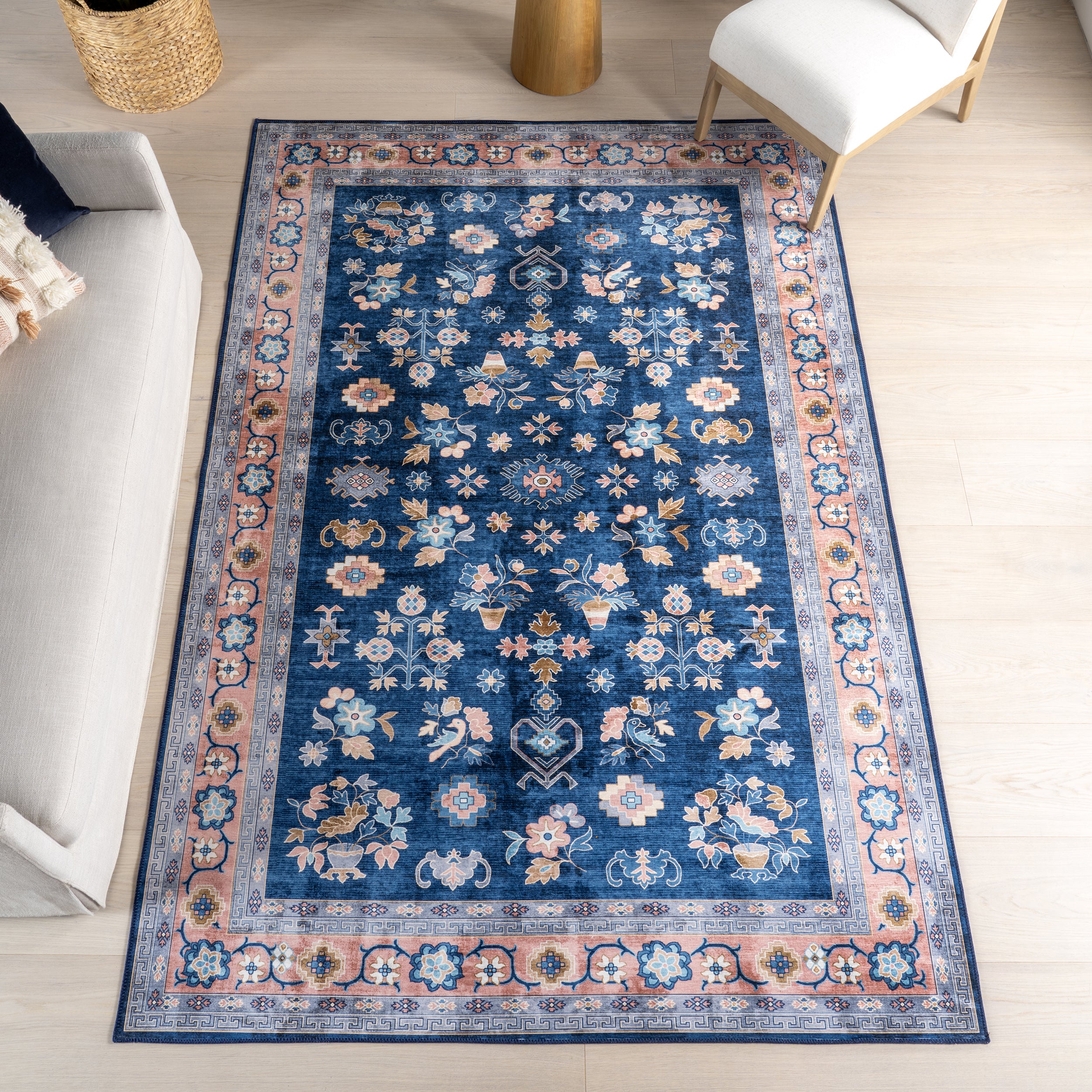 Verity SplashGuard Traditional Medallion Machine Washable Area Rug - Image 2
