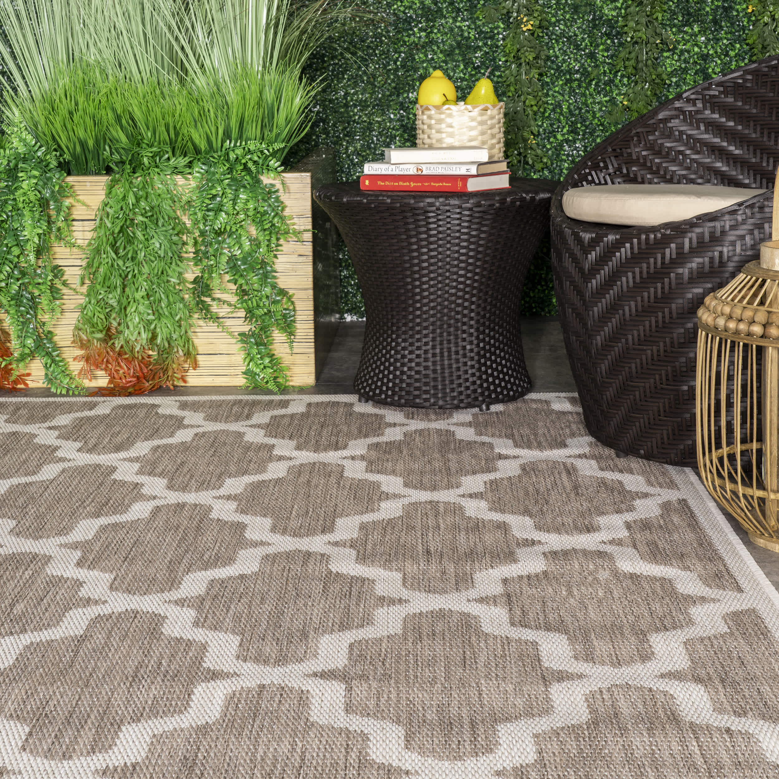 Machine Made Gina Outdoor Moroccan Trellis Area Rug - Image 8