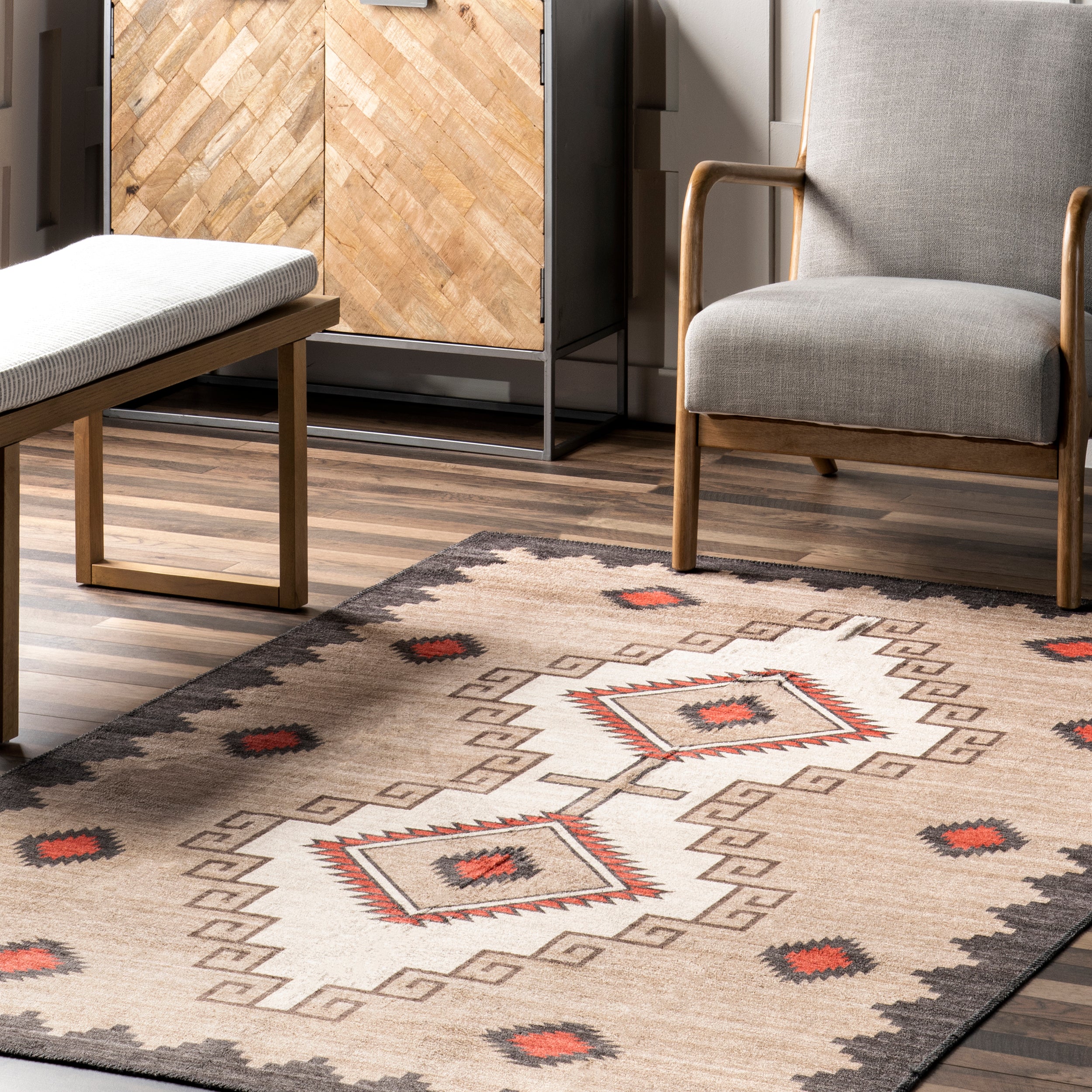 Imelda Aztec Machine Washable Area Rug - Image 27